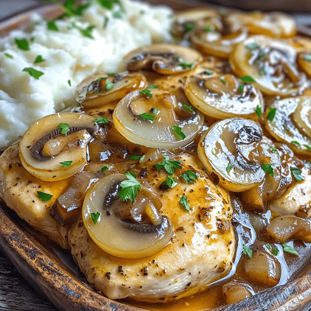 Für ein schmackhaftes Mushroom Chicken brauchen Sie: - 4 Hähnchenbrustfilets, ohne Knochen und Haut - 2 Tassen frische Champignons (Cremini oder Champignon), in Scheiben geschnitten - 1 mittelgroße Zwiebel, gewürfelt - 3 Knoblauchzehen, fein gehackt - 1 Tasse Hühnerbrühe - 1 Esslöffel Sojasauce (reduzierter Natriumgehalt) - 1 Esslöffel Olivenöl - 1 Esslöffel Butter Diese Zutaten bilden die Basis für Ihr Gericht. Sie sorgen für Geschmack und Textur. Die Gewürze verleihen dem Gericht Tiefe. Sie benötigen: - 1 Teelöffel getrockneter Thymian - 1 Teelöffel Paprika - Salz und Pfeffer nach Geschmack Diese Gewürze sind einfach zu finden. Sie bringen das Aroma der Pilze und des Hähnchens hervor. Frische Zutaten können das Essen noch besser machen. Hier einige Ideen: - Frische Petersilie, gehackt (zum Garnieren) - Frischer Zitronensaft für mehr Frische - Babyspinat oder Rucola als Beilage Frische Kräuter und Gemüse bringen Farbe und zusätzlichen Geschmack. Sie machen Ihr Gericht lebendig und ansprechend. Für das vollständige Rezept schauen Sie sich bitte die [Full Recipe] an. Zuerst bereiten wir die Hähnchenbrustfilets vor. Nimm vier Hähnchenbrustfilets und lege sie auf ein Schneidebrett. Würze sie von beiden Seiten mit Salz, Pfeffer, getrocknetem Thymian und Paprika. Diese Gewürze bringen viel Geschmack. Lass die Filets für einige Minuten ruhen. So können die Gewürze einziehen. Jetzt geht es an die Pilz-Sauce. Erhitze in einer großen Pfanne einen Esslöffel Olivenöl bei mittlerer Hitze. Füge die gewürzten Hähnchenbrustfilets hinzu. Brate sie 5-7 Minuten auf jeder Seite, bis sie goldbraun sind. Nimm die Filets aus der Pfanne und lege sie auf einen Teller. In derselben Pfanne gib einen Esslöffel Butter dazu. Füge dann die gewürfelte Zwiebel hinzu und sautiere sie für zwei Minuten. Wenn sie glasig ist, kommt der gehackte Knoblauch und die geschnittenen Champignons dazu. Dünste alles für 5-6 Minuten, bis die Pilze weich sind. Gieße eine Tasse Hühnerbrühe und einen Esslöffel Sojasauce in die Pfanne. Rühr gut um und lass die Mischung aufkochen. So lösen sich die leckeren Reste vom Pfannenboden. Jetzt legst du die Hähnchenbrustfilets zurück in die Pfanne. Achte darauf, dass sie in der Pilzsauce liegen. Reduziere die Hitze auf niedrig und decke die Pfanne ab. Lass alles 5 Minuten köcheln. So verbinden sich die Aromen gut. Schmecke die Sauce ab und füge nach Belieben mehr Salz oder Pfeffer hinzu. Serviere das Hähnchen warm auf einem großen Teller. Löffle die Pilzsauce großzügig über das Hähnchen. Garniere das Gericht mit frisch gehackter Petersilie. Du kannst dazu cremiges Kartoffelpüree oder Reis servieren. Für das vollständige Rezept, schau dir die [Full Recipe] an. Um das beste Mushroom Chicken zu machen, beachten Sie diese Tipps: - Wählen Sie frische Pilze: Frische Champignons geben mehr Geschmack. - Richtige Hitze: Halten Sie die Hitze mittelhoch, damit das Hähnchen gleichmäßig gart. - Würzen Sie gut: Salz und Pfeffer sind wichtig. Fügen Sie mehr nach Geschmack hinzu. Hier sind einige Fehler, die Sie vermeiden sollten: - Hähnchen nicht überladen: Braten Sie das Hähnchen in Chargen, wenn nötig. Überfüllung führt zu Dampf und nicht zu Bräunung. - Zu lange kochen: Kochen Sie das Hähnchen nicht zu lange. Es wird trocken. - Pilze zu früh hinzufügen: Warten Sie, bis das Hähnchen fertig ist, bevor Sie die Pilze hinzufügen. Servieren Sie Ihr Gericht auf besondere Weise: - Beilagen: Kartoffelpüree oder Reis sind perfekte Begleiter. - Garnieren: Streuen Sie frische Petersilie darüber für Farbe. - Präsentation: Drizzlen Sie die Pilzsauce rund um das Hähnchen für ein schönes Aussehen. Für das Rezept und die Zubereitung schauen Sie sich das [Full Recipe] an. {{image_4}} Für ein cremiges Mushroom Chicken füge einfach etwas Sahne oder Frischkäse hinzu. Diese Zutaten machen die Sauce reichhaltiger. Du kannst auch Parmesan für zusätzlichen Geschmack verwenden. Koche die Sahne mit der Pilzsauce, bis sie dick wird. So entsteht eine köstliche, samtige Sauce, die perfekt zu Pasta passt. Wenn du ein schnelles Gericht möchtest, probiere Mushroom Chicken Stir-Fry. Schneide das Hähnchen in kleine Stücke und brate es schnell bei hoher Hitze an. Füge dann die Champignons, Paprika und Brokkoli hinzu. Verwende Sojasauce und etwas Sesamöl, um den Geschmack zu verstärken. Dies ist ein gesundes und schnelles Abendessen, das voller frischer Aromen steckt. Für eine mediterrane Variante nutze getrocknete Kräuter wie Oregano und Basilikum. Ersetze die Sojasauce durch Zitronensaft und Olivenöl. Füge schwarze Oliven und getrocknete Tomaten hinzu, um den Geschmack zu intensivieren. Diese Version bringt den Sommer auf deinen Teller und lässt dich von italienischen Gerichten träumen. Entdecke die Möglichkeiten und finde deine Lieblingsvariante. Für die vollständige Zubereitung schaue dir das [Full Recipe] an. Um Reste von Mushroom Chicken aufzubewahren, lasse das Gericht zuerst abkühlen. Dann fülle es in einen luftdichten Behälter. Achte darauf, dass der Behälter gut schließt. Dies hilft, die Frische zu bewahren. Du kannst die Reste auch in kleinere Portionen aufteilen. So kannst du sie einfacher verwenden. Wenn du die Reste aufwärmen möchtest, benutze eine Pfanne oder die Mikrowelle. In der Pfanne erhitzt du bei mittlerer Hitze. Füge etwas Hühnerbrühe hinzu, um das Gericht saftig zu halten. In der Mikrowelle kannst du es in kurzen Intervallen aufwärmen. Überprüfe regelmäßig, damit es nicht zu heiß wird. Im Kühlschrank bleibt Mushroom Chicken etwa 3 bis 4 Tage frisch. Stelle sicher, dass der Behälter gut verschlossen ist. Wenn du es länger aufbewahren möchtest, friere es ein. Im Gefrierschrank hält es bis zu 3 Monate. Achte darauf, es in einem gefriergeeigneten Behälter zu lagern. So bleibt der Geschmack und die Textur besser erhalten. Die Zubereitung von Mushroom Chicken dauert insgesamt etwa 30 Minuten. Davon sind 10 Minuten für die Vorbereitung und 20 Minuten für das Kochen. Dies macht es zu einem schnellen und leckeren Gericht, das sich gut für ein Abendessen unter der Woche eignet. Ja, du kannst gefrorenes Hähnchen verwenden. Du musst es jedoch zuerst auftauen. Am besten lässt du das Hähnchen über Nacht im Kühlschrank auftauen. So bleibt das Fleisch saftig und zart. Vermeide es, gefrorenes Hähnchen direkt zu braten, da es ungleichmäßig garen kann. Mushroom Chicken passt hervorragend zu verschiedenen Beilagen. Hier sind einige Vorschläge: - Cremiges Kartoffelpüree - Gedämpftes Gemüse, wie Brokkoli oder grüne Bohnen - Reis, ob weiß oder braun - Nudeln, besonders mit einem leichten Öl oder Butter - Frischer grüner Salat Diese Beilagen ergänzen das Gericht und machen es zu einer vollständigen Mahlzeit. Mushroom Chicken ist einfach und lecker. Wir haben die Zutaten, die Zubereitung und viele Tipps besprochen. Das Gericht lässt sich gut variieren und an deinen Geschmack anpassen. Vergiss nicht, Reste richtig zu lagern. So bleibt dein Mushroom Chicken frisch. Probiere die verschiedenen Variationen, die wir vorgeschlagen haben. Mit diesen Tipps wirst du immer großartige Ergebnisse erzielen. Viel Spaß beim Kochen und genießen!