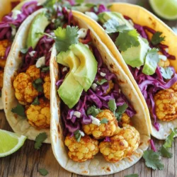 Für die Blumenkohl-Tacos brauchst du: - 1 mittelgroßer Blumenkohl, in kleine Röschen zerteilt - 2 Esslöffel Olivenöl - 8 kleine Maistortillas Diese Zutaten sind einfach zu finden und machen die Basis für dein Gericht. Der Blumenkohl ist knackig und hat einen milden Geschmack. Er nimmt die Gewürze gut auf und wird beim Rösten schön knusprig. Für den perfekten Geschmack verwenden wir: - 1 Teelöffel geräuchertes Paprikapulver - 1 Teelöffel Kreuzkümmel - 1 Teelöffel Knoblauchpulver - 1/2 Teelöffel Chilipulver - Salz und Pfeffer nach Geschmack Diese Gewürze bringen viel Geschmack in die Tacos. Das geräucherte Paprikapulver gibt eine rauchige Note. Kreuzkümmel fügt ein warmes Aroma hinzu. Knoblauchpulver und Chilipulver sorgen für Würze. Um deine Tacos zu vervollständigen, empfehle ich: - 1 Tasse fein gehobelter roter Kohl - 1 Avocado, in Scheiben geschnitten - 1/4 Tasse frischer Koriander, gehackt - 1 Limette, in Spalten geschnitten - Salsa oder scharfe Sauce, zum Servieren Der rote Kohl bringt eine schöne Farbe und Crunch. Die Avocado macht die Tacos cremig. Frischer Koriander sorgt für Frische. Limettensaft hebt die Aromen hervor. Wenn du magst, füge etwas Salsa hinzu, um die Tacos aufzupeppen. Das sind die Zutaten für die Blumenkohl-Tacos. Mit diesen kannst du das Rezept leicht nachkochen. Du findest das vollständige Rezept [hier](#). Um die Blumenkohl-Tacos perfekt zu machen, beginne mit frischem Blumenkohl. Nimm einen mittelgroßen Blumenkohl und schneide ihn in kleine Röschen. Das hilft beim gleichmäßigen Rösten. Du kannst auch die Blätter entfernen. Leg die Röschen in eine große Schüssel. Füge 2 Esslöffel Olivenöl hinzu. Jetzt kommen die Gewürze. Gib 1 Teelöffel geräuchertes Paprikapulver, 1 Teelöffel Kreuzkümmel, 1 Teelöffel Knoblauchpulver, und 1/2 Teelöffel Chilipulver dazu. Vergiss nicht, Salz und Pfeffer nach Geschmack hinzuzufügen. Mische alles gut, bis die Röschen gleichmäßig bedeckt sind. Heize deinen Ofen auf 220°C vor. Verteile die Blumenkohlröschen auf einem Backblech. Achte darauf, dass sie nicht übereinander liegen. Röste den Blumenkohl für 25-30 Minuten. Wende die Röschen einmal in der Mitte. So werden sie goldbraun und knusprig. Der geröstete Blumenkohl bringt viel Geschmack in deine Tacos. Erwärme während des Röstens die Tortillas. Nutze eine trockene Pfanne bei mittlerer Hitze. Erwärme jede Tortilla etwa 30 Sekunden auf jeder Seite. Wenn sie weich sind, sind sie bereit. Nimm eine warme Tortilla und füge eine großzügige Menge gerösteten Blumenkohl hinzu. Dann kommt der fein gehobelte rote Kohl und die Avocadoscheiben oben drauf. Bestreue die Tacos mit gehacktem Koriander. Serviere die Tacos mit Limettenspalten für extra Frische. Für einen Schärfekick kannst du auch Salsa oder scharfe Sauce hinzufügen. Für das vollständige Rezept, schau dir die Full Recipe an. Die richtige Rösttechnik macht den Blumenkohl knusprig und lecker. Heize deinen Ofen gut vor. Eine hohe Temperatur, etwa 220°C, hilft, den Blumenkohl schnell zu rösten. Lege die Röschen auf ein Backblech, ohne sie zu überlappen. Das sorgt dafür, dass die Hitze gleichmäßig zirkuliert. Wende den Blumenkohl nach der Hälfte der Zeit. So wird er von allen Seiten knusprig. Ein häufiger Fehler ist, zu viel Blumenkohl auf das Blech zu legen. Wenn die Röschen zu nah beieinander sind, dämpfen sie sich selbst. Achte auch auf die Zeit. Wenn du den Blumenkohl zu lange rösten lässt, kann er verbrennen. Eine andere Falle ist, die Gewürze zu vergessen. Sie bringen Geschmack. Mische sie gut mit dem Blumenkohl, bevor du ihn röstest. Jeder hat einen anderen Geschmack. Du kannst die Gewürze anpassen. Magst du es schärfer? Füge mehr Chilipulver hinzu. Für ein würziges Aroma, probiere Kreuzkümmel oder sogar etwas Zimt. Du kannst auch andere Gemüse in die Tacos packen. Paprika oder Zucchini passen gut dazu. Für frische Noten, füge Limette oder frischen Koriander hinzu. So machst du die Tacos zu deinem eigenen Gericht. Für das komplette Rezept schaue dir die Full Recipe an. {{image_4}} Wenn du glutenfrei essen möchtest, gibt es viele tolle Tortilla-Alternativen. Du kannst Reistortillas oder Tortillas aus Mais verwenden. Diese Optionen sind leicht und gut für Tacos. Achte darauf, dass die Tortillas als glutenfrei gekennzeichnet sind. So kannst du sicher sein, dass sie keine Gluten enthalten. Die Toppings machen die Tacos spannend und lecker. Du kannst verschiedene Zutaten verwenden. Probiere schwarze Bohnen, frische Salsa oder eine scharfe Sauce. Auch ein bisschen Mais passt gut dazu. Für etwas Frische sind geschnittene Radieschen oder Jalapeños eine tolle Wahl. Du kannst auch geröstete Nüsse oder Samen für einen Crunch hinzufügen. Wenn du Blumenkohl nicht magst, gibt es viele Gemüsealternativen. Brokkoli oder Zucchini sind tolle Optionen. Diese Gemüse kannst du ähnlich zubereiten. Auch Süßkartoffeln geben eine süße Note. Du kannst sie einfach würzen und im Ofen rösten. Mit diesen Alternativen bleibt das Gericht spannend und lecker. Für das komplette Rezept besuche die Seite "Blissful Blumenkohl-Tacos". Um deine Blumenkohl-Tacos frisch zu halten, lagere sie in einem luftdichten Behälter. Damit bleibt der Blumenkohl knusprig. Wickel die Tortillas in Papier, bevor du sie in den Behälter legst. So trocknen sie nicht aus. Du kannst auch die Füllung und die Tortillas getrennt aufbewahren. Das hält alles frisch. Die Reste der Blumenkohl-Tacos sind im Kühlschrank etwa drei bis vier Tage haltbar. Achte darauf, sie gut zu verpacken. Wenn du sie länger aufbewahren möchtest, friere die Füllung ein. So bleiben die Aromen erhalten. Gefroren halten sie bis zu drei Monate. Um die Tacos wieder warm zu machen, kannst du sie in der Mikrowelle oder in einer Pfanne erhitzen. In der Mikrowelle dauert es etwa ein bis zwei Minuten. In der Pfanne erhitzt du sie für fünf Minuten bei mittlerer Hitze. So bleiben die Tortillas weich und der Blumenkohl knusprig. Falls du die Füllung getrennt aufbewahrt hast, erwärme den Blumenkohl im Ofen für ein besseres Ergebnis. So wird er wieder knusprig und lecker. Für die vollständige Zubereitung schau dir das Rezept an: [Full Recipe]. Veganen Blumenkohl-Tacos haben etwa 200-250 Kalorien pro Portion. Die genauen Kalorien hängen von den Zutaten ab. Wenn du mehr Gemüse hinzufügst oder weniger Öl benutzt, kann die Kalorienzahl sinken. Du kannst die Kalorien auch leicht anpassen, indem du die Tortillas wählst. Vollkorn-Tortillas haben oft weniger Kalorien als normale Maistortillas. Ja, du kannst dieses Rezept im Voraus zubereiten. Röste den Blumenkohl und bewahre ihn in einem luftdichten Behälter im Kühlschrank auf. So bleibt er frisch für bis zu drei Tage. Wenn du bereit bist, die Tacos zu genießen, wärme den Blumenkohl in der Pfanne oder im Ofen auf. Erwärme auch die Tortillas frisch, um den besten Geschmack zu erhalten. Zu Blumenkohl-Tacos passen viele Beilagen gut. Hier sind einige Vorschläge: - Guacamole - Salsa - Reis - Bohnen - Ein frischer Salat Diese Beilagen ergänzen die Aromen der Tacos. Du kannst auch eine rauchige Sauce oder eine scharfe Sauce hinzufügen, um mehr Geschmack zu bringen. Blumenkohl-Tacos sind einfach und lecker. Du hast die besten Zutaten, die Zubereitung und nützliche Tipps kennengelernt. Diese Tacos bieten viele Möglichkeiten für verschiedene Geschmäcker. Denke daran, deine Reste richtig aufzubewahren, damit du länger etwas davon hast. Experimentiere mit neuen Toppings und Variationen, um deinen perfekten Taco zu finden. Blumenkohl-Tacos sind nicht nur gesund, sie machen auch Spaß beim Zubereiten!