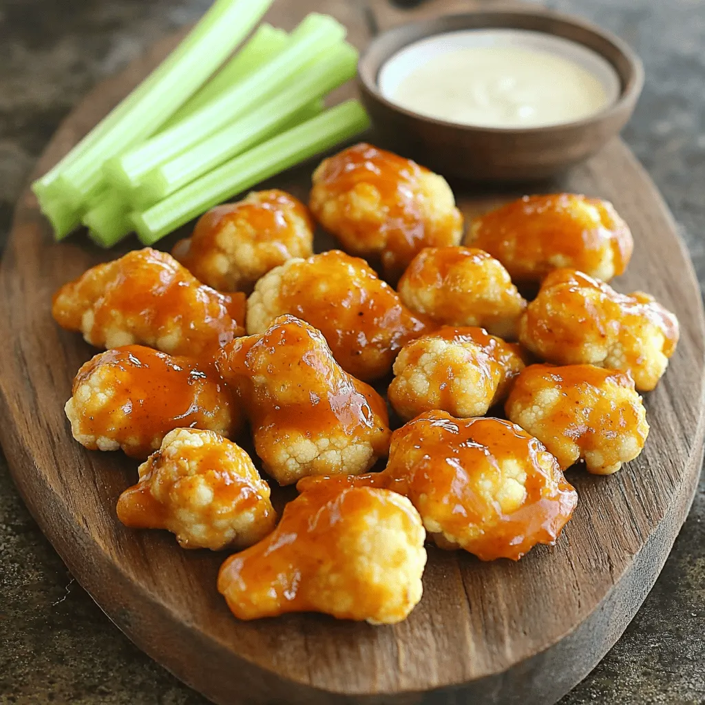 Um die perfekten Blumenkohl Buffalo Wings zu machen, brauchst du: - 1 große Blumenkohlkopf, in mundgerechte Röschen geschnitten - 1 Tasse Allzweckmehl (oder glutenfreies Mehl) - 1 Tasse Wasser - 1 Teelöffel Knoblauchpulver - 1 Teelöffel Zwiebelpulver - 1 Teelöffel geräuchertes Paprikapulver - 1/2 Teelöffel Cayennepfeffer (nach Geschmack anpassen) - 1/2 Teelöffel Salz - 1/2 Teelöffel schwarzer Pfeffer - 1 Tasse Buffalo-Sauce (kaufmännisch oder selbstgemacht) - 2 Esslöffel ungesalzene Butter, geschmolzen (oder vegane Alternative) - Selleriestangen und Ranch-Dressing zum Servieren (optional) Falls du spezielle Diäten hast, gibt es Alternativen: - Verwende glutenfreies Mehl für eine glutenfreie Version. - Tausche die Butter durch vegane Butter oder Öl für eine vegane Option. - Reduziere den Cayennepfeffer, wenn du es milder magst. Frische Zutaten machen einen großen Unterschied. Hier sind einige Tipps: - Wähle einen festen Blumenkohl ohne braune Stellen. - Überprüfe das Mehl auf ein frisches Haltbarkeitsdatum. - Verwende frische Gewürze für den besten Geschmack. - Achte darauf, dass die Buffalo-Sauce wenig Konservierungsstoffe hat. Diese Tipps helfen dir, die besten Blumenkohl Buffalo Wings zuzubereiten. Für die vollständige Anleitung, schau dir das Full Recipe an. Zuerst nimmst du einen großen Blumenkohlkopf. Schneide ihn in kleine Röschen. Diese sollten gleichmäßig groß sein. So garen sie gleichmäßig. Spüle die Röschen unter kaltem Wasser ab. Trockne sie gut mit einem Küchentuch. Dies hilft, den Teig besser haften zu lassen. Jetzt bereiten wir den Teig vor. Nimm eine große Schüssel. Mische dort 1 Tasse Allzweckmehl, 1 Tasse Wasser, 1 Teelöffel Knoblauchpulver, 1 Teelöffel Zwiebelpulver, 1 Teelöffel geräuchertes Paprikapulver, 1/2 Teelöffel Cayennepfeffer, 1/2 Teelöffel Salz und 1/2 Teelöffel schwarzen Pfeffer. Rühre alles mit einem Schneebesen gut durch. Der Teig sollte glatt und klumpenfrei sein. Heize deinen Ofen auf 230°C vor. Lege ein Backblech mit Backpapier aus. Tauche nun jedes Blumenkohlröschen in den Teig. Lass den überschüssigen Teig abtropfen. Lege die Röschen in einer einzigen Schicht auf das Blech. Backe sie für 20 Minuten. Wende die Röschen nach 10 Minuten. So werden sie schön knusprig. Während die Röschen backen, kannst du die Buffalo-Sauce vorbereiten. Mische in einer großen Schüssel die Buffalo-Sauce mit 2 Esslöffeln geschmolzener Butter. Rühre, bis alles gut vermischt ist. Nach 20 Minuten nimmst du die Röschen aus dem Ofen. Wende sie in der Buffalo-Sauce. Lege sie zurück auf das Blech und backe sie für weitere 10-15 Minuten. Sie sollten jetzt knusprig und leicht karamellisiert sein. Lass sie kurz abkühlen, bevor du sie servierst. Für mehr Details zur Zubereitung schaue dir die Full Recipe an. Um die besten knusprigen Blumenkohl-Wings zu erzielen, sind einige Tipps wichtig. Erstens, trockne den Blumenkohl gut ab, nachdem du ihn gewaschen hast. Feuchtigkeit macht es schwer, dass die Röschen knusprig werden. Zweitens, verwende eine Mischung aus Mehl und Wasser, um einen dicken Teig zu machen. Du kannst auch etwas Stärke hinzufügen, um die Knusprigkeit zu erhöhen. Schließlich ist es wichtig, den Blumenkohl in einer einzigen Schicht auf dem Backblech zu verteilen. So kann die Luft zirkulieren und alles wird gleichmäßig knusprig. Die Würze deiner Buffalo-Wings kann variieren. Du kannst die Schärfe mit mehr oder weniger Cayennepfeffer anpassen. Wenn du es gerne süßer magst, füge einen Hauch Honig oder Ahornsirup zur Sauce hinzu. Für einen rauchigen Geschmack kannst du mehr geräuchertes Paprikapulver verwenden. Auch Kräuter wie Oregano oder Thymian bringen neuen Schwung. Experimentiere mit verschiedenen Geschmäckern, um deine perfekte Mischung zu finden. Ein häufiger Fehler ist, den Blumenkohl zu überladen. Wenn die Röschen zu nah beieinander liegen, werden sie eher dampfig als knusprig. Ein weiterer Fehler ist, die Wings zu früh aus dem Ofen zu nehmen. Achte darauf, dass sie goldbraun und knusprig sind, bevor du sie herausnimmst. Auch das Wenden der Röschen in der Buffalo-Sauce sollte gleichmäßig erfolgen. Wenn du sie nicht gut beschichtest, bleibt die Würze nicht haften. Halte dich an diese Tipps, um leckere Wings zu kreieren. {{image_4}} Du kannst die Blumenkohl Buffalo Wings ganz einfach vegan machen. Verwende einfach Pflanzenmilch statt Wasser und vegane Butter in der Sauce. So bleibt der Geschmack intensiv, ohne tierische Produkte. Ich finde, dass die vegane Variante genauso gut schmeckt. Für mehr Geschmack kannst du verschiedene Gewürze hinzufügen. Probiere etwas Kreuzkümmel oder italienische Kräuter. Diese bringen eine neue Dimension in die Sauce. Du kannst auch frischen Ingwer oder Limettensaft für einen frischen Kick verwenden. Experimentiere mit den Gewürzen, um deinen perfekten Geschmack zu finden. Zu den Blumenkohl Buffalo Wings passen viele Dips. Ranch-Dressing ist klassisch, aber versuche auch Guacamole oder Hummus. Selleriestangen sind ein toller Snack dazu. Sie sind knackig und helfen, die Schärfe der Wings zu mildern. Du kannst auch einen bunten Salat als Beilage servieren, um die Mahlzeit abzurunden. Um die Blumenkohl-Wings frisch zu halten, lagere sie in einem luftdichten Behälter. Lass sie vorher auf Raumtemperatur abkühlen. Das verhindert, dass sie matschig werden. Trenne die Sauce von den Wings, wenn du sie aufbewahrst. So bleiben sie knusprig. Wenn du mehr Portionen machst, denke daran, die Reste gut abzudecken. Du kannst die Blumenkohl-Wings einfrieren. Lege sie nach dem Backen auf ein Backblech, bis sie fest sind. Danach packe sie in einen gefrierfesten Beutel. So bleiben sie bis zu drei Monate frisch. Zum Aufwärmen, backe sie bei 200°C für 15-20 Minuten. So werden sie wieder schön knusprig. Im Kühlschrank halten sich die Blumenkohl-Wings etwa drei bis vier Tage. Achte darauf, dass du sie in einem luftdichten Behälter lagerst. Wenn du sie länger aufbewahren möchtest, ist das Einfrieren die beste Option. Überprüfe immer den Geruch und das Aussehen, bevor du sie isst. So bleibst du sicher und genießt den besten Geschmack. Cauliflower Buffalo Wings haben ungefähr 150 Kalorien pro Portion. Diese Zahl kann variieren, je nachdem, wie viel Sauce du verwendest. Wenn du die Wings mit viel Butter und Sauce zubereitest, wird die Kalorienzahl höher. Günstigere Zutaten wie Gemüsebrühe können helfen, die Kalorien zu senken. Ja, du kannst die Buffalo-Sauce leicht selbst machen. Mische einfach scharfe Sauce mit geschmolzener Butter. Du kannst auch Gewürze wie Knoblauchpulver oder Paprika hinzufügen. So kannst du den Geschmack nach deinem Wunsch anpassen. Dies macht die Wings noch leckerer und persönlicher. Ja, Blumenkohlflügel können glutenfrei sein. Verwende glutenfreies Mehl in deinem Teig. So kannst du diese leckeren Snacks auch genießen, wenn du Gluten vermeidest. Achte darauf, dass deine Buffalo-Sauce ebenfalls glutenfrei ist. Zu Cauliflower Buffalo Wings passen viele Beilagen. Selleriestangen und Karotten sind klassisch und frisch. Du kannst auch einen Dip wie Ranch oder Blauschimmelkäse servieren. Diese Beilagen ergänzen den scharfen Geschmack gut und machen das Essen vollwertiger. In diesem Artikel habe ich die besten Zutaten für Blumenkohl-Wings erklärt. Du hast gelernt, wie man sie vorbereitet, den Teig zubereitet und sie perfekt backt. Tipps für knusprige Flügel und Anpassungen für deinen Geschmack helfen dir weiter. Ich habe auch Varianten und Lagerungshinweise geteilt. Nutze das Wissen, um leckere und gesunde Snacks zu zaubern, die jedem schmecken. Deine Küche wird mit diesen Blumenkohl-Wings zum Highlight!