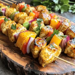 - Hähnchenbrustfilet: 450 g, ohne Haut und Knochen, in 2,5 cm große Würfel geschnitten. Hähnchen ist der Hauptbestandteil. Es bleibt saftig und zart beim Grillen. - Honig und Dijon-Senf: 60 ml Honig und 60 ml Dijon-Senf geben den Spießen ihren süßen und würzigen Geschmack. Diese Kombination sorgt für eine tolle Balance. - Gemüse und Gewürze: Verwende 1 Paprika (beliebige Farbe, in 2,5 cm große Stücke geschnitten), 1 mittelgroße rote Zwiebel (in Spalten geschnitten) und Gewürze wie 1 Teelöffel Knoblauchpulver, 1 Teelöffel Zwiebelpulver, Salz und Pfeffer nach Geschmack. Das Gemüse bringt Frische und Farbe. Die Mischung dieser Zutaten macht die Honig-Senf-Hähnchenspieße zu einem leckeren Grillgericht. Für die vollständige Zubereitung, schau dir das [Full Recipe] an. Vorbereitung der Marinade Für die Marinade mischen Sie in einer Schüssel: - 60 ml Honig - 60 ml Dijon-Senf - 30 ml Olivenöl - 15 ml Apfelessig - 1 Teelöffel Knoblauchpulver - 1 Teelöffel Zwiebelpulver - Salz und Pfeffer nach Geschmack Rühren Sie alles gut um, bis die Mischung glatt ist. Marinierzeit und Tipps Legen Sie die Hähnchenwürfel in die Marinade. Achten Sie darauf, dass jedes Stück gut bedeckt ist. Decken Sie die Schüssel ab und lassen Sie das Hähnchen mindestens 30 Minuten marinieren. Für mehr Geschmack empfehle ich, es bis zu 2 Stunden im Kühlschrank zu lassen. Grillvorbereitung Heizen Sie den Grill auf mittelhohe Hitze vor. Wenn Sie Holzspieße verwenden, weichen Sie diese 15-20 Minuten in Wasser ein. So verhindern Sie, dass sie verbrennen. Aufspießen der Zutaten Stecken Sie die marinierten Hähnchenstücke, Paprikastücke und Zwiebelspalten abwechselnd auf die Spieße. Achten Sie darauf, dass die Stücke genug Platz haben, damit sie gleichmäßig garen. Grillzeit und Temperatur Legen Sie die Spieße auf den Grill und grillen Sie sie für 10-12 Minuten. Wenden Sie sie gelegentlich. Achten Sie darauf, dass das Hähnchen eine Innentemperatur von 75 °C erreicht. Anwendung der Marinade während des Grillens In den letzten Minuten des Grillens bestreichen Sie die Spieße mit der restlichen Marinade. So wird der Geschmack noch intensiver. Für das vollständige Rezept und weitere Details schauen Sie sich die [Full Recipe] an. Um die besten Hähnchenspieße zuzubereiten, müssen Sie einige Dinge beachten. - Verwendung von Holz- oder Metallspießen: Holzspieße geben dem Grillgericht einen besonderen Geschmack. Achten Sie darauf, sie vorher in Wasser einzuweichen. Das verhindert, dass sie auf dem Grill verbrennen. Metallspieße sind wiederverwendbar und leiten die Hitze gut. - Vermeidung von trockenem Hähnchen: Marinieren Sie das Hähnchen gut. Eine gute Marinade macht das Fleisch zart und saftig. Lassen Sie es mindestens 30 Minuten im Kühlschrank ziehen. Für noch mehr Geschmack können Sie es bis zu 2 Stunden marinieren. Die Marinade ist das Herzstück dieses Gerichts. Hier sind einige Tipps zur Verbesserung. - Zusätzliche Gewürzvariationen: Experimentieren Sie mit verschiedenen Gewürzen. Paprikapulver oder Kreuzkümmel geben einen neuen Geschmack. Fühlen Sie sich frei, kreativ zu sein. - Verwendung von frischen Kräutern: Frische Kräuter wie Thymian oder Rosmarin bringen eine tolle Frische in die Marinade. Fügen Sie sie einfach zur Marinade hinzu, bevor Sie das Hähnchen einlegen. Das macht Ihre Hähnchenspieße noch aromatischer und leckerer. Für das vollständige Rezept besuchen Sie den [Full Recipe]. {{image_4}} Du kannst viele verschiedene Gemüsesorten für deine Spieße nutzen. Zucchini, Champignons oder Kirschtomaten passen gut dazu. Diese Gemüse geben Farbe und Geschmack. Du kannst sie einfach in Stücke schneiden, wie die Paprika und Zwiebeln. Das Grillen mit Obst ist auch eine tolle Idee. Ananas oder Pfirsiche bringen eine süße Note. Sie harmonieren perfekt mit dem Honig in der Marinade. Alternative Marinaden bringen neue Aromen. Du kannst zum Beispiel Teriyaki-Sauce oder BBQ-Sauce verwenden. Diese Soßen geben dem Hähnchen einen anderen Geschmack. Probiere auch, verschiedene Gewürze hinzuzufügen. Paprika, Kreuzkümmel oder italienische Kräuter bringen internationale Geschmäcker. Experimentiere mit deinen Lieblingsgewürzen. So machst du die Spieße noch interessanter. Um die Honig-Senf-Hähnchenspieße frisch zu halten, sollten Sie sie gut verpacken. Verwenden Sie einen luftdichten Behälter oder einen Gefrierbeutel. Lagern Sie sie im Kühlschrank bei 4 °C. So bleiben sie bis zu 3 Tage frisch. Wenn Sie die Spieße länger aufbewahren möchten, legen Sie sie ins Gefrierfach. Dort halten sie mehrere Monate. Achten Sie darauf, dass die Spieße gut verpackt sind, um Gefrierbrand zu vermeiden. Wenn Sie die Reste aufwärmen möchten, gibt es einfache Methoden. Die beste Art ist, die Spieße im Ofen zu erhitzen. Stellen Sie den Ofen auf 180 °C ein. Legen Sie die Spieße auf ein Backblech und decken Sie sie mit Alufolie ab. So bleibt das Fleisch saftig. Nach etwa 15 Minuten sind sie heiß. Alternativ können Sie die Spieße auch in der Mikrowelle aufwärmen. Achten Sie darauf, sie nicht zu lange zu erhitzen, damit sie nicht trocken werden. Für die restlichen Zutaten können Sie kreativ sein. Mischen Sie die Spieße mit Salat oder fügen Sie sie zu einem Wrap hinzu. So genießen Sie Ihre Reste auf neue Weise. Das ist nicht nur lecker, sondern auch eine gute Möglichkeit, Lebensmittelverschwendung zu vermeiden. Die ideale Marinierzeit für Hähnchenspieße liegt zwischen 30 Minuten und 2 Stunden. Eine kürzere Zeit gibt einen milden Geschmack. Längeres Marinieren intensiviert die Aromen. Wenn du die Spieße über Nacht im Kühlschrank lässt, wird das Hähnchen sehr zart und lecker. Achte darauf, die Marinade gut zu verteilen, damit der Geschmack überall hinkommt. Ja, du kannst die Spieße auch im Ofen zubereiten. Heize den Ofen auf 200 Grad Celsius vor. Lege die Spieße auf ein Backblech mit Backpapier. Gare sie etwa 15-20 Minuten lang. Wende die Spieße nach der Hälfte der Zeit, damit sie gleichmäßig garen. Überprüfe die Innentemperatur des Hähnchens, um sicherzustellen, dass es durch ist. Zu den Hähnchenspießen passen viele Beilagen. Hier sind einige Vorschläge: - Ein frischer grüner Salat - Gegrilltes Gemüse wie Zucchini oder Auberginen - Reis oder Quinoa als sättigende Option - Ein Dip aus Joghurt mit Kräutern für zusätzlichen Geschmack Diese Beilagen ergänzen die süßliche Note der Honig-Senf-Marinade. Um sicherzugehen, dass das Hähnchen durchgegart ist, überprüfe die Innentemperatur. Sie sollte mindestens 75 Grad Celsius betragen. Eine gute Methode ist, ein Fleischthermometer zu benutzen. Du kannst auch das Hähnchen anschneiden. Wenn der Saft klar ist und das Fleisch nicht rosa ist, ist es fertig. Das sorgt für ein sicheres und schmackhaftes Gericht. Die Zubereitung von Honig-Senf-Hähnchenspießen ist einfach und macht Spaß. Wir haben die Hauptzutaten, die Marinade, die Grilltechniken sowie Tipps und Variationen besprochen. So gelingt dir ein leckeres Gericht, das jeden begeistert. Denke an die Lagerung, damit du die Reste optimal nutzen kannst. Experimentiere mit verschiedenen Gemüse- und Gewürzvariationen. Nutze frische Kräuter und alternative Marinaden für neue Geschmackserlebnisse. Mit diesen einfachen Schritten wird dein Grillabend ein voller Erfolg. Jetzt ist es an der Zeit, deinen Grill anzuwerfen!