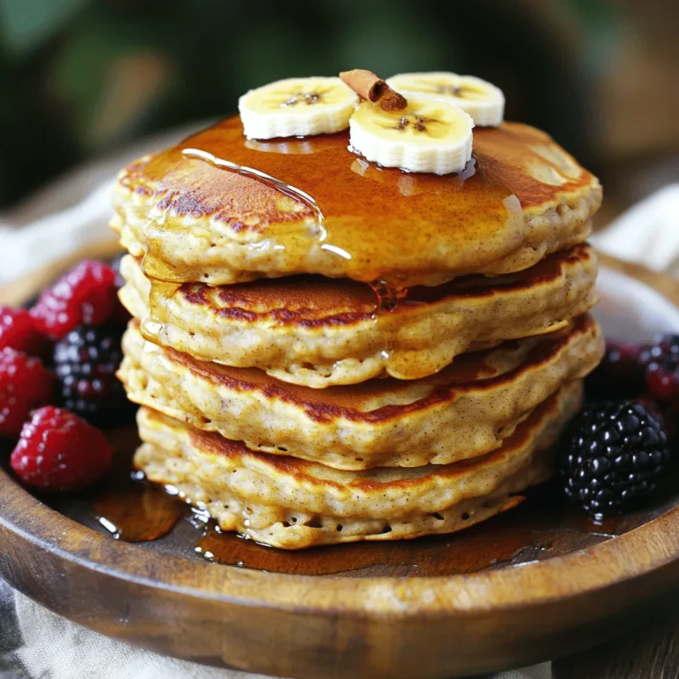 Um köstliche Bananen-Hafer-Pfannkuchen zuzubereiten, benötigst du folgende Zutaten: - 1 Tasse Haferflocken - 1 reife Banane (zerdrückt) - 1 Tasse Milch (dairy oder pflanzlich) - 1 großes Ei - 1 Esslöffel Honig (oder Ahornsirup) - 1 Teelöffel Backpulver - 1/2 Teelöffel Zimt - 1/4 Teelöffel Salz - 1 Teelöffel Vanilleextrakt - Öl oder Butter zum Braten Diese Zutaten ergeben einen gesunden Teig, der einfach zu machen ist. Die Bananen bringen Süße, während die Haferflocken für eine gute Textur sorgen. Wenn du etwas Abwechslung möchtest, probiere diese Alternativen: - Verwende Mandelmilch oder Sojamilch für einen anderen Geschmack. - Füge eine Prise Muskatnuss für mehr Aroma hinzu. - Ersetze das Ei durch einen Esslöffel Leinsamenmehl, um die Pfannkuchen vegan zu machen. Diese Alternativen machen deine Pfannkuchen noch interessanter und passen zu verschiedenen Ernährungsweisen. Wähle frische und reife Bananen. Sie sollten gelb mit kleinen braunen Flecken sein. Diese Bananen sind süßer und geben mehr Geschmack. Achte bei Haferflocken auf die Sorte. Schnellkochende oder alte Haferflocken sind am besten. Sie sorgen für die richtige Konsistenz. Nutze hochwertige Milch, ob tierisch oder pflanzlich, um den Geschmack zu verbessern. Achte darauf, dass der Honig oder Ahornsirup rein ist, ohne Zusatzstoffe. Mit diesen Tipps stellst du sicher, dass deine Bananen-Hafer-Pfannkuchen lecker und nahrhaft sind. Für das vollständige Rezept, schau dir das [Full Recipe] an. Um Hafermehl zu machen, nehmen Sie 1 Tasse Haferflocken. Geben Sie diese in einen Mixer. Mixen Sie die Haferflocken, bis sie wie Mehl aussehen. Das sollte nur ein paar Sekunden dauern. Übertragen Sie das gemahlene Mehl in eine große Schüssel. Jetzt fügen Sie die restlichen Zutaten hinzu. Nehmen Sie eine reife Banane und zerdrücken Sie sie gut. Geben Sie die zerdrückte Banane in die Schüssel. Fügen Sie 1 Tasse Milch, 1 großes Ei, 1 Esslöffel Honig, 1 Teelöffel Backpulver, 1/2 Teelöffel Zimt, 1/4 Teelöffel Salz und 1 Teelöffel Vanilleextrakt hinzu. Rühren Sie alles vorsichtig um, bis die Mischung gut verbunden ist. Der Teig sollte ein wenig dick sein, aber nicht zu fest. Heizen Sie eine beschichtete Pfanne auf mittlerer Hitze vor. Fetten Sie die Pfanne leicht mit Öl oder Butter ein. Gießen Sie für jeden Pfannkuchen 1/4 Tasse Teig in die Pfanne. Warten Sie, bis sich Blasen auf der Oberseite bilden, etwa 2-3 Minuten. Wenn die Ränder fest aussehen, wenden Sie die Pfannkuchen. Braten Sie die andere Seite für 2-3 Minuten, bis sie goldbraun sind. Nehmen Sie die Pfannkuchen heraus und halten Sie sie warm. Wiederholen Sie dies mit dem restlichen Teig. Für das vollständige Rezept schauen Sie bitte in die vorherige Sektion. Ein häufiger Fehler ist, die Zutaten zu lange zu mischen. Dies kann den Teig zäh machen. Mische die Zutaten nur, bis sie verbunden sind. Achte darauf, dass die Banane gut zerdrückt ist. So wird der Geschmack gleichmäßig. Vergiss nicht das Backpulver. Es hilft, die Pfannkuchen schön fluffig zu machen. Der Teig sollte leicht dickflüssig sein und nicht zu flüssig. Wenn er zu dünn ist, laufen die Pfannkuchen auseinander. Ein guter Trick ist, eine kleine Menge Teig in die Pfanne zu geben. Wenn er sich gut hält, ist die Konsistenz perfekt. Wenn der Teig zu dick ist, füge einen Schuss Milch hinzu, um ihn zu lockern. Die ideale Bratzeit für Pfannkuchen liegt bei 2-3 Minuten pro Seite. Achte darauf, dass sich Blasen auf der Oberfläche bilden. Wenn die Ränder fest sind, ist es Zeit, die Pfannkuchen zu wenden. Zu hohe Hitze kann sie verbrennen. Halte die Temperatur auf mittlerer Stufe für bestes Ergebnis. Probiere die Tipps aus dem Full Recipe für den perfekten Genuss! {{image_4}} Du kannst deine Bananen-Hafer-Pfannkuchen mit vielen leckeren Extras aufpeppen. Frische Beeren, wie Himbeeren oder Heidelbeeren, bringen Farbe und Geschmack. Schneide einfach ein paar in den Teig, während du die Pfannkuchen brätst. Du kannst auch Nüsse hinzufügen. Gehackte Walnüsse oder Mandeln geben einen tollen Crunch. Wenn du Trockenfrüchte magst, sind Rosinen oder getrocknete Aprikosen ebenfalls eine gute Wahl. Diese Extras machen die Pfannkuchen noch nahrhafter und bunter. Wenn du eine vegane Variante möchtest, kannst du ganz einfach substitutions machen. Anstelle von Milch benutze pflanzliche Milch wie Mandel- oder Hafermilch. Das Ei kann durch einen Esslöffel Leinsamenmehl ersetzt werden. Mische das Leinsamenmehl mit drei Esslöffeln Wasser und lasse es für einige Minuten quellen. Das sorgt für die Bindung, die du brauchst. Verwende auch einen pflanzlichen Süßstoff anstelle von Honig, wie Agavendicksaft oder Ahornsirup. So hast du köstliche, vegane Bananen-Hafer-Pfannkuchen. Möchtest du deine Pfannkuchen noch gesünder machen? Füge Proteinpulver hinzu. Ein bis zwei Esslöffel Proteinpulver passen gut in den Teig. Du kannst auch griechischen Joghurt dazu servieren. Das gibt extra Protein und macht das Gericht cremig. Eine weitere Möglichkeit sind Chiasamen oder Hanfsamen. Diese kleinen Samen sind voll mit Nährstoffen und geben den Pfannkuchen einen nussigen Geschmack. Diese Ergänzungen machen die Pfannkuchen nicht nur lecker, sondern auch sättigender. Für das vollständige Rezept schaue dir die [Full Recipe] an. Die Bananen-Hafer-Pfannkuchen sind frisch am besten. Lagern Sie übrig gebliebene Pfannkuchen in einem luftdichten Behälter. Stellen Sie sicher, dass die Pfannkuchen vollständig abgekühlt sind. So bleibt die Feuchtigkeit erhalten. Sie können sie bei Zimmertemperatur für bis zu zwei Tage aufbewahren. Wenn Sie einen längeren Zeitraum planen, sollten Sie die Pfannkuchen im Kühlschrank lagern. Dort halten sie sich bis zu fünf Tage. Für eine langfristige Lagerung sind die Pfannkuchen ideal zum Einfrieren. Lassen Sie sie zuerst vollständig abkühlen. Legen Sie dann Pergamentpapier zwischen die Pfannkuchen. So verhindern Sie, dass sie zusammenkleben. Packen Sie die Portionen in einen gefrierfesten Beutel oder Behälter. Im Gefrierschrank halten sie sich bis zu drei Monate. Beschriften Sie den Behälter mit dem Datum, damit Sie wissen, wann Sie sie eingefroren haben. Um die Pfannkuchen wieder aufzuwärmen, gibt es einige einfache Methoden. Die Mikrowelle ist die schnellste Option. Stellen Sie die Pfannkuchen für etwa 30 Sekunden bei hoher Leistung ein. Achten Sie darauf, dass sie nicht zu trocken werden. Eine andere Methode ist die Pfanne. Erhitzen Sie etwas Öl oder Butter in einer Pfanne und braten Sie die Pfannkuchen kurz auf jeder Seite. So werden sie knusprig und warm. Sie können auch den Toaster verwenden. Dies gibt den Pfannkuchen eine schöne Textur. Genießen Sie die Pfannkuchen aus der Lagerung wie frisch zubereitet! Für die Bananen-Hafer-Pfannkuchen brauche ich eine reife Banane. Diese Banane sollte gut zerdrückt sein. Eine Banane gibt genug Süße und Feuchtigkeit. Wenn du mehr Bananengeschmack magst, kannst du zwei verwenden. Das macht die Pfannkuchen noch fruchtiger und leckerer. Ja, die Pfannkuchen können glutenfrei sein. Ersetze die Haferflocken durch glutenfreie Haferflocken. Achte darauf, dass die Flocken als glutenfrei gekennzeichnet sind. Viele Marken bieten diese Option an. So kannst du die Pfannkuchen auch für glutenempfindliche Personen genießen. Die besten Beilagen für diese Pfannkuchen sind frische Früchte. Beeren, wie Himbeeren oder Blaubeeren, passen gut dazu. Auch ein Löffel Joghurt oder Nüsse sind lecker. Für die Süße kannst du Honig oder Ahornsirup verwenden. Diese Beilagen machen das Gericht noch köstlicher und bunter. Probiere verschiedene Kombinationen aus! Die Zubereitung von Bananen-Hafer-Pfannkuchen ist einfach und macht Spaß. Wir haben die besten Zutaten und hilfreiche Tipps durchgenommen. Die richtige Technik beim Mischen und Braten ist entscheidend. Du kannst die Pfannkuchen nach deinem Geschmack variieren und die Lagerung ist einfach. Denk daran, häufige Fehler zu vermeiden, um die perfekte Konsistenz zu erreichen. Experimentiere mit verschiedenen Zutaten, um neue Aromen zu entdecken. Mit diesem Wissen wirst du großartige Pfannkuchen zaubern!
