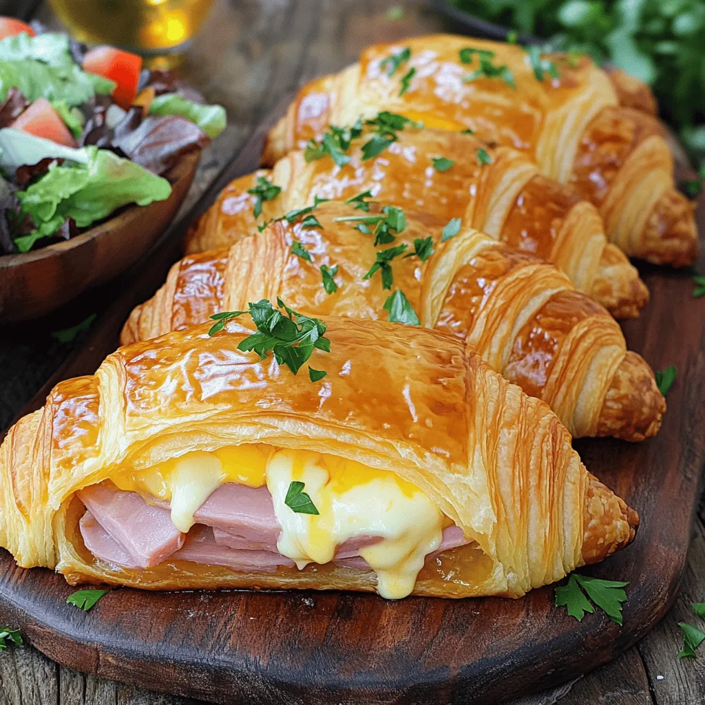 Hier sind die Zutaten, die du für die Baked Ham and Cheese Croissants brauchst: