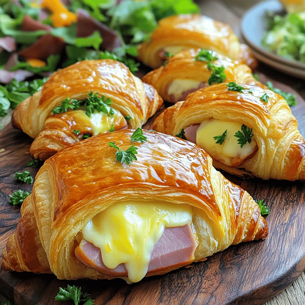Hier sind die Zutaten, die du für die Baked Ham and Cheese Croissants brauchst: