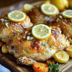 - 1 ganzes Hähnchen (ca. 1,8-2,3 kg) - 4 Zitronen (2 in Scheiben geschnitten, 2 ausgepresst) - 8 Knoblauchzehen, gehackt Die Hauptzutaten sind einfach. Ein ganzes Hähnchen ist der Star des Gerichts. Es wird saftig und aromatisch. Zitronen geben Frische und einen tollen Geschmack. Knoblauch sorgt für den nötigen Kick. Diese drei Zutaten machen das Gericht besonders lecker. - 60 ml Olivenöl - 1 Esslöffel frischer Rosmarin, gehackt (oder 1 Teelöffel getrocknet) - 1 Esslöffel frischer Thymian, gehackt (oder 1 Teelöffel getrocknet) - 1 Esslöffel Salz - 1 Teelöffel schwarzer Pfeffer - 1 Teelöffel Paprika Die Gewürze und Öle bringen Geschmack. Olivenöl macht das Hähnchen zart und saftig. Frische Kräuter wie Rosmarin und Thymian geben einen tollen Duft. Salz, Pfeffer und Paprika runden den Geschmack ab. Diese Zutaten sind einfach zu finden und sehr wichtig. - 240 ml natriumarme Hühnerbrühe - frische Petersilie, zum Garnieren (optional) Die Brühe hilft, das Hähnchen feucht zu halten. Sie macht auch eine leckere Sauce. Die Petersilie ist eine schöne Garnitur. Sie bringt Farbe auf den Teller. Diese kleinen Details machen das Gericht noch besser. Wenn Sie die [Full Recipe] ausprobieren, werden Sie begeistert sein! Heize deinen Ofen auf 220°C vor. Dies sorgt für die perfekte Bräunung. Nimm das Hähnchen und tupfe es gründlich mit Küchenpapier trocken. Trockenes Hähnchen wird knuspriger. Achte darauf, dass das Hähnchen gut abgetrocknet ist. Vermenge die Zutaten für die Marinade in einer kleinen Schüssel. Nutze gehackten Knoblauch, Olivenöl, Zitronensaft, Rosmarin, Thymian, Salz, Pfeffer und Paprika. Mische alles gut zusammen, bis es eine gleichmäßige Masse ergibt. Reibe dann die Marinade großzügig über das Hähnchen. Achte darauf, auch unter die Haut zu gelangen, um den Geschmack zu intensivieren. Fülle die Bauchhöhle des Hähnchens mit Zitronenscheiben. Das gibt zusätzlichen Geschmack beim Rösten. Bereite eine große Bratpfanne vor. Gieße die Hühnerbrühe hinein. Dies hilft, das Hähnchen saftig zu halten und gibt Geschmack. Setze das Hähnchen mit der Brust nach oben in die Bratpfanne. Röste es im vorgeheizten Ofen für etwa 1 Stunde und 20 Minuten. Die Innentemperatur sollte 75°C erreichen. Bast das Hähnchen alle 30 Minuten mit der Brühe. Das fördert eine schöne Bräunung und hält es feucht. Nimm das Hähnchen nach dem Rösten aus dem Ofen. Lass es mindestens 15 Minuten ruhen, bevor du es tranchierst. So verteilt sich der Saft im Fleisch. Tranchiere das Hähnchen und serviere es auf einer Platte. Du kannst etwas Bratensaft darüber träufeln, um den Geschmack zu verstärken. Garnieren ist optional, aber frische Petersilie sieht schön aus. Um das Hähnchen schön braun zu machen, nutzen Sie die Basting-Technik. Basting bedeutet, das Hähnchen während des Garens mehrmals mit dem Saft oder der Brühe zu übergießen. Dies hilft, die Haut knusprig und goldbraun zu halten. Mischen Sie dazu etwas Hühnerbrühe mit dem eigenen Saft des Hähnchens. Verwenden Sie einen Löffel oder eine Spritze, um die Flüssigkeit gleichmäßig zu verteilen. Wiederholen Sie diesen Schritt alle 30 Minuten. Nach dem Garen müssen Sie das Hähnchen ruhen lassen. Ruhen bedeutet, das Hähnchen nach dem Rösten für mindestens 15 Minuten stehen zu lassen. So können sich die Säfte im Fleisch verteilen. Dies macht das Hähnchen zarter und saftiger. Schneiden Sie das Hähnchen sofort nach dem Garen nicht an. Lassen Sie es einfach auf der Platte ruhen. Die Marinierzeit ist entscheidend für den Geschmack. Marinieren Sie das Hähnchen mindestens eine Stunde vor dem Garen. So kann die Marinade tief in das Fleisch eindringen. Wenn Sie Zeit haben, lassen Sie es über Nacht im Kühlschrank marinieren. Dies intensiviert den Geschmack und macht das Fleisch noch saftiger. Je länger es mariniert, desto besser wird das Aroma. {{image_4}} Du kannst die Kräuter leicht ändern. Statt Rosmarin und Thymian kannst du Oregano oder Estragon verwenden. Diese Kräuter geben dem Hähnchen einen anderen Geschmack. Auch frische Kräuter sind toll. Sie machen das Gericht lebendiger. Für Zitrusvariationen probiere Limetten oder Orangen. Diese Früchte bringen eine neue Frische ins Gericht. Das Füllen des Hähnchens kann variieren. Du kannst Gemüse wie Zwiebeln, Karotten oder Sellerie hinzufügen. Diese geben zusätzliches Aroma. Äpfel sind auch eine gute Wahl. Sie bringen eine süße Note und harmonieren gut mit dem Hähnchen. Denke daran, alles klein zu schneiden, damit es gut gart. Serviere das Hähnchen mit verschiedenen Beilagen. Geröstetes Gemüse passt gut dazu. Du kannst auch einen frischen Salat machen. Ein einfaches Kartoffelpüree ist ebenfalls lecker. Diese Beilagen ergänzen den Geschmack des Hähnchens. Achte darauf, die Beilagen auf einer großen Platte anzurichten. Das sieht schön aus und macht Appetit. Für mehr Details, siehe das [Full Recipe]. Wenn Sie Reste von Zitronen-Knoblauch-Geröstetem Hähnchen haben, lagern Sie diese im Kühlschrank. Wickeln Sie das Hähnchen in Frischhaltefolie oder legen Sie es in einen luftdichten Behälter. So bleibt das Fleisch frisch und saftig. Es ist am besten, die Reste innerhalb von drei Tagen zu essen. Um die Reste aufzuwärmen, nutzen Sie die Ofenmethode. Vorheizen auf 180°C. Legen Sie das Hähnchen in eine Auflaufform und gießen Sie etwas Brühe oder Wasser hinzu. Decken Sie die Form mit Alufolie ab. Dies hilft, das Hähnchen saftig zu halten. Erwärmen Sie es für etwa 20 Minuten oder bis es durch und heiß ist. Um das Hähnchen länger haltbar zu machen, können Sie es einfrieren. Teilen Sie das Hähnchen in Portionen und legen Sie es in Gefrierbeutel. Achten Sie darauf, die Luft herauszudrücken. So bleibt das Hähnchen bis zu drei Monate frisch. Zum Auftauen legen Sie es einfach über Nacht in den Kühlschrank. Die ideale Innentemperatur für Hähnchen liegt bei 75°C. Dies stellt sicher, dass alle Bakterien abgetötet sind. Verwenden Sie ein Fleischthermometer, um die Temperatur zu überprüfen. Stechen Sie in die dickste Stelle des Schenkels. Der Saft sollte klar sein, nicht rosa. Dies zeigt, dass das Hähnchen gut durchgegart ist. Ja, Sie können das Rezept im Voraus zubereiten. Marinieren Sie das Hähnchen bis zu 24 Stunden vorher. Dies fördert den Geschmack und macht das Fleisch zart. Lagern Sie es im Kühlschrank. Nehmen Sie es eine Stunde vor dem Garen aus dem Kühlschrank. Lassen Sie es Raumtemperatur erreichen, bevor Sie es rösten. Eine Portion Hähnchen reicht in der Regel für 4-6 Personen. Das hängt von der Größe des Hähnchens und dem Appetit der Gäste ab. Wenn Sie eine größere Runde haben, planen Sie mehr Hähnchen ein. Reste sind köstlich für Sandwiches oder Salate. Ja, das Rezept ist von Natur aus glutenfrei. Alle Zutaten sind glutenfrei, solange Sie keine zusätzlichen Zutaten hinzufügen. Achten Sie darauf, glutenfreie Brühe zu verwenden, falls nötig. So bleiben Sie bei einer glutenfreien Ernährung. Zu diesem Gericht passen viele Beilagen gut. Servieren Sie es mit geröstetem Gemüse oder einem frischen Salat. Kartoffeln oder Reis sind ebenfalls gute Optionen. Für Getränke empfehlen sich Weißwein oder ein spritziger Limonade. Diese ergänzen die Aromen des Hähnchens perfekt. Zusammenfassend haben wir die Zutaten, Anleitung und Tipps für ein köstliches Zitronen-Knoblauch-Geröstetes Hähnchen betrachtet. Achte auf die Marinade und die Ruhezeit für zartes Fleisch. Probiere auch Variationen aus, um dein Gericht zu erweitern. Jede Zutat und jeder Schritt trägt zum Geschmack bei. Nutze die Lagerinformationen, um Reste frisch zu halten. Mit diesen einfachen Tipps gelingt dir ein tolles Gericht, das alle begeistert.