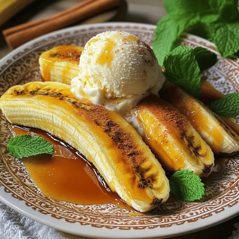 Für dieses Rezept benötigst du: - 2 reife Bananen, längs in Hälften geschnitten - 60 g brauner Zucker - 1/2 Teelöffel gemahlener Zimt - 30 g Butter - 1/4 Tasse geraspelte Kokosnuss (optional) - Eine Prise Salz - Vanilleeis oder Schlagsahne zum Servieren (optional) Die Wahl der Bananen ist wichtig. Achte darauf, dass sie reif sind. Reife Bananen haben eine gelbe Schale mit einigen braunen Flecken. Diese sind süßer und weicher. Unreife Bananen sind hart und weniger süß. Sie schmecken nicht gut, wenn du sie frittierst. Vermeide auch überreife Bananen, die braun und matschig sind. Diese können zu weich werden und zerfallen. Du kannst das Rezept anpassen. Füge geraspelte Kokosnuss hinzu, um einen tropischen Geschmack zu bekommen. Du kannst auch andere Gewürze wie Muskatnuss oder Ingwer verwenden. Wenn du möchtest, probiere es mit Honig anstelle von Zucker. Das gibt einen anderen süßen Geschmack. Das ist die Zutatenliste für die karamellisierten Bananen. Schau dir das Full Recipe für die Zubereitung an und genieße dein Gericht! Zuerst benötigst du zwei reife Bananen. Diese sind am besten, wenn sie leicht braun sind. Schneide die Bananen längs in Hälften. Achte darauf, dass du eine scharfe Klinge benutzt. Lege die geschnittenen Bananen für später beiseite. Jetzt kommt der spannende Teil. Erhitze eine große Pfanne bei mittlerer Hitze. Füge 30 Gramm Butter hinzu. Lass die Butter schmelzen, bis sie leicht schäumt. Lege dann die Bananenhälften mit der Schnittseite nach unten in die Pfanne. Brate sie etwa 2 bis 3 Minuten. Sie sollten goldbraun werden. Wende die Bananen vorsichtig. Streue dann die Zuckermischung über sie. Diese Mischung enthält 60 Gramm braunen Zucker und 1/2 Teelöffel gemahlenen Zimt. Koche die Bananen für weitere 2 bis 3 Minuten. Achte darauf, dass der Zucker schmilzt, aber nicht anbrennt. Wenn du möchtest, kannst du in der letzten Minute etwas geraspelte Kokosnuss hinzufügen. Sobald die Bananen karamellisiert sind, nimm die Pfanne vom Herd. Serviere die Bananen warm, mit dem süßen Sirup aus der Pfanne. Ein Klecks Vanilleeis oder Schlagsahne macht das Ganze noch besser. Für mehr Details sieh dir das Full Recipe an. Ein häufiger Fehler ist, die Bananen zu früh zu wenden. Warte, bis die Unterseite goldbraun ist. Wenn du die Bananen zu lange brätst, werden sie matschig. Benutze auch eine große Pfanne, damit die Bananen genug Platz haben. Achte darauf, die Hitze nicht zu hoch einzustellen. Zu hohe Hitze lässt den Zucker anbrennen. Um die Karamellisierung perfekt hinzubekommen, beginne mit der richtigen Zuckermischung. Kombiniere braunen Zucker mit einer Prise Zimt. Das gibt einen tollen Geschmack. Wenn der Zucker in der Pfanne schmilzt, rühre nicht zu viel um. Lass ihn einfach ruhen, damit er eine schöne Kruste bilden kann. Die richtige Konsistenz erreichst du, indem du die Bananen nicht zu lange kochst. Sie sollten weich, aber nicht zerfallen sein. Wenn du die geraspelte Kokosnuss hinzufügst, achte darauf, dass sie nicht anbrennt. Sie sollte nur leicht geröstet werden. So bekommst du ein knuspriges Element zu den weichen Bananen. Nutze diese Tipps und Tricks, um deine frittierte Banane mit braunem Zucker zu einem echten Genuss zu machen. Für die genaue Zubereitung, schau dir das [Full Recipe] an. {{image_4}} Kokosnuss bringt einen tollen Geschmack. Sie verstärkt die Süße der Bananen. Ich benutze oft geraspelte Kokosnuss. Fügen Sie sie in der letzten Minute des Bratens hinzu. Die Kokosnuss wird leicht goldbraun und knusprig. Zusätzlich können Sie andere Toppings ausprobieren. Mandeln oder Walnüsse passen gut. Diese Nüsse geben einen schönen Crunch. Auch Schokoladensauce ist eine tolle Wahl. Zimt ist klassisch, aber nicht die einzige Option. Probieren Sie Muskatnuss für eine warme Note. Kardamom bringt eine exotische Tiefe. Eine Prise Chili kann auch spannend sein. Es gibt den Bananen einen kleinen Kick. Ich empfehle, mit Gewürzen zu experimentieren. Mischen Sie verschiedene Gewürze, um Ihre eigene Mischung zu finden. So wird Ihr Gericht einzigartig. Die karamellisierten Bananen sind ein Genuss. Sie schmecken warm am besten. Servieren Sie sie mit Vanilleeis oder Schlagsahne. Das kalte Eis harmoniert perfekt mit der warmen Banane. Ein frischer Minzblatt bringt Farbe und Frische. Auch geröstete Nüsse als Beilage sind lecker. Sie geben einen schönen Kontrast zur weichen Banane. Für den perfekten Genuss, richten Sie die Bananen schön an. Verwenden Sie einen dekorativen Teller. So machen Sie das Essen gleich noch schöner. Entdecken Sie die [Full Recipe], um die Zubereitung zu meistern! Karamellisierte Bananen sind am besten frisch. Wenn du sie aufbewahren musst, lass sie zuerst abkühlen. Lege die Bananen in einen luftdichten Behälter. Verwende ein Stück Plastikfolie, um die Bananen einzuwickeln. So bleiben sie länger frisch. Um die Bananen wieder aufzuwärmen, nutze eine Pfanne. Erhitze sie bei niedriger Hitze. Füge ein wenig Butter hinzu, um den Geschmack zu bewahren. Du kannst auch die Mikrowelle verwenden. Stelle die Bananen für 15-30 Sekunden auf hohe Stufe. Achte darauf, dass sie nicht überhitzen. Karamellisierte Bananen halten sich im Kühlschrank etwa zwei Tage. Nach dieser Zeit verlieren sie ihren Geschmack und ihre Konsistenz. Du kannst die Bananen nicht einfrieren, da sie matschig werden. Am besten genießt du sie frisch, direkt nach der Zubereitung. Verwende die Rezeptanleitung für die besten Ergebnisse [Full Recipe]. Ja, du kannst andere Früchte verwenden. Äpfel und Birnen sind gute Alternativen. Sie haben eine ähnliche Textur. Schneide sie einfach in Scheiben oder Hälften. Achte darauf, die Kochzeit anzupassen. Weichere Früchte wie Pfirsiche karamellisieren schneller. Teste verschiedene Früchte für neue Geschmäcker. Die Zubereitung dauert etwa 15 Minuten. Die Vorbereitungszeit ist nur 5 Minuten. Du schneidest die Bananen und bereitest die Zuckermischung vor. Das Braten dauert 10 Minuten. So hast du schnell ein leckeres Dessert. Perfekt für einen spontanen Genuss. Serviere die Bananen warm auf einem schönen Teller. Du kannst sie mit Vanilleeis oder Schlagsahne ergänzen. Ein Spritzer des Zuckersirups macht es noch besser. Garnieren mit Zimt oder frischen Minzblättern sieht toll aus. Diese Präsentation macht jeden Bissen besonders. Karamellisierte Bananenfreude ist einfach und macht Spaß. Wir haben die Zutaten, die Vorbereitung und die Kochtechnik besprochen. Mit Tipps zur Fehlervermeidung wird alles besser gelingen. Variationen geben dir neue Ideen, und die Lagerinformationen helfen dir, die Bananen frisch zu halten. Probiere die neuen Toppings oder Gewürze aus. Du wirst überrascht sein, wie vielseitig dieses Rezept ist! Genieße deine köstlichen Bananen und teile sie mit Freunden.