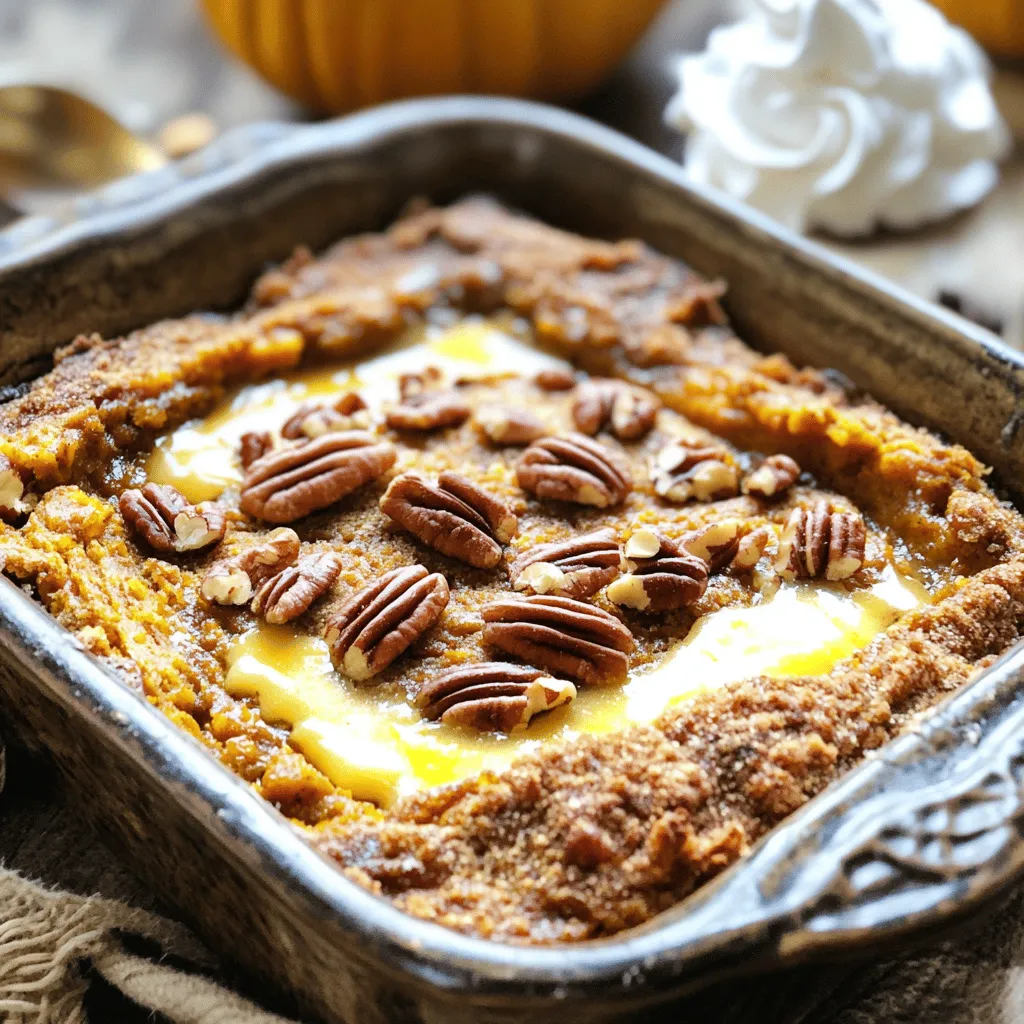 Für den köstlichen Kürbis Pie Dump Cake benötigst du: - 1 Dose (425 g) pure Kürbispüree - 1 Dose (340 ml) gesüßte Kondensmilch - 200 g Zucker - 3 große Eier - 1 Teelöffel Vanilleextrakt - 2 Teelöffel Kürbiskuchengewürz - 1/2 Teelöffel Salz - 1 Packung gelbe Kuchenmischung (431 g) - 115 g ungesalzene Butter, geschmolzen - 100 g gehackte Pekannüsse (oder Walnüsse) - Schlagsahne (zum Servieren, optional) Die Qualität der Zutaten macht einen großen Unterschied. Ich empfehle, frisch gepresstes Kürbispüree zu verwenden. Es hat einen besseren Geschmack als aus der Dose. Achte darauf, dass die gesüßte Kondensmilch cremig und nicht zu süß ist. Verwende auch frische Eier; sie geben dem Kuchen eine schöne Textur. Die Gelbe Kuchenmischung sollte einfach zu finden sein. Achte darauf, eine gute Marke zu wählen, um den besten Geschmack zu bekommen. Frische Nüsse sind wichtig für den Crunch. Ich empfehle, die Pekannüsse kurz zu rösten. Das verstärkt ihr Aroma. Eine Portion dieses Dump Cakes hat folgende Nährwerte: - Kalorien: 320 - Fett: 16 g - Kohlenhydrate: 45 g - Zucker: 25 g - Eiweiß: 5 g Diese Werte sind ungefähre Angaben. Sie können je nach den verwendeten Zutaten variieren. Der Kuchen ist reichhaltig und lecker, also genieße ihn in Maßen. Du kannst auch die Portionen anpassen, um die Kalorien zu kontrollieren. Die Vorbereitungszeit für den Kürbis Pie Dump Cake beträgt nur 15 Minuten. Das ist schnell und einfach! Heize deinen Ofen auf 175°C (350°F) vor. Dies ist die perfekte Temperatur, um den Kuchen gleichmäßig zu backen und eine goldbraune Kruste zu erhalten. 1. In einer großen Schüssel vermische das Kürbispüree, die gesüßte Kondensmilch, den Zucker, die Eier, den Vanilleextrakt, das Kürbiskuchengewürz und das Salz. Nutze einen Schneebesen, um alles gut zu mixen. Die Mischung sollte glatt und gleichmäßig sein. 2. Gieße die Kürbismischung gleichmäßig in eine gefettete Backform (23x33 cm oder 9x13 Zoll). 3. Streue die gelbe Kuchenmischung gleichmäßig über die Kürbischicht. Achte darauf, die beiden Schichten nicht zu vermengen. 4. Gieße die geschmolzene Butter gleichmäßig über die Kuchenschicht. 5. Streue die gehackten Pekannüsse oder Walnüsse gleichmäßig oben drauf. Stelle die Backform in den vorgeheizten Ofen. Backe den Kuchen für 45 bis 50 Minuten. Der Kuchen ist fertig, wenn er goldbraun ist und die Kürbisschicht fest geworden ist. Lass den Dump Cake einige Minuten abkühlen, bevor du ihn servierst. Er schmeckt warm oder bei Zimmertemperatur. Ein Klecks Schlagsahne macht das Ganze noch besser! Für das vollständige Rezept, schaue dir die Details an. Um den perfekten Dump Cake zu machen, folge den Schritten genau. Beginne mit frischen Zutaten. Das Kürbispüree sollte eine gute Qualität haben. Eine gleichmäßige Schicht der Kürbismischung ist wichtig. Verteile die gelbe Kuchenmischung gleichmäßig darüber. Gieße die geschmolzene Butter vorsichtig auf die Kuchenmischung. Achte darauf, dass alles gut bedeckt ist. Das bringt mehr Geschmack. Backe den Kuchen bis er goldbraun ist. Lass ihn etwas abkühlen, bevor du ihn schneidest. Schlagsahne ist eine tolle Ergänzung. Sie macht den Kuchen noch leckerer. Du kannst frische Schlagsahne verwenden oder die aus der Dose. Für einen besonderen Touch, streue einige gehackte Pekannüsse darüber. Zimt oder Muskatnuss sind auch gute Ideen. Ein Spritzer Karamellsauce kann ebenfalls sehr gut sein. Sei kreativ und finde deine Lieblingskombination. Ein häufiger Fehler ist, die Zutaten nicht gut zu vermengen. Das macht die Kürbismischung klumpig. Achte darauf, dass alles gut gemischt ist. Ein anderer Fehler ist, zu viel Butter zu verwenden. Das kann den Kuchen zu fettig machen. Halte dich an die Menge in dem Rezept. Wenn der Kuchen zu lange backt, wird er trocken. Überprüfe ihn also rechtzeitig. Wenn du diese Tipps beachtest, wird dein Dump Cake ein Hit! {{image_4}} Für den perfekten Pumpkin Pie Dump Cake kann ich einige Zutaten anpassen. Du kannst den Zucker reduzieren, wenn du es weniger süß magst. Statt gelber Kuchenmischung kannst du auch Schokoladenkuchenmischung verwenden. Das gibt dem Kuchen einen neuen Twist. Ich empfehle, die Pekannüsse durch Mandeln zu ersetzen, wenn du einen anderen Crunch möchtest. Wenn du glutenfrei backen möchtest, wähle eine glutenfreie Kuchenmischung. Achte darauf, dass alle anderen Zutaten ebenfalls glutenfrei sind. Für eine vegane Version ersetze die Eier mit Leinsamen-Eiern. Mische dafür 1 Esslöffel Leinsamenmehl mit 3 Esslöffeln Wasser pro Ei. Die gesüßte Kondensmilch kannst du durch Kokosmilch ersetzen. So bleibt der Geschmack voll und lecker. Um neue Geschmäcker zu entdecken, füge einen Hauch von Muskatnuss oder Zimt hinzu. Diese Gewürze passen gut zum Kürbis. Du kannst auch Schokoladenstückchen in die Kürbismischung geben. Für einen fruchtigen Akzent probiere Rosinen oder getrocknete Cranberries. Diese kleinen Änderungen machen den Dump Cake noch aufregender. Wenn du mehr über die Zubereitung erfahren möchtest, schaue dir das Full Recipe an. Um deinen restlichen Pumpkin Pie Dump Cake frisch zu halten, lasse ihn zuerst abkühlen. Bedecke ihn dann mit Frischhaltefolie oder lege ihn in einen luftdichten Behälter. So bleibt der Kuchen weich und saftig. Wenn du ihn in Stücke schneidest, lege ein Blatt Backpapier zwischen die Schichten. So kleben die Stücke nicht zusammen. Im Kühlschrank hält sich der Kuchen bis zu fünf Tage. Achte darauf, dass er gut verpackt ist. Im Gefrierschrank kannst du ihn bis zu drei Monate lagern. Schneide den Kuchen in Stücke, bevor du ihn einfrierst. So kannst du einzelne Portionen schneller auftauen. Um deinen Dump Cake wieder heiß zu machen, heize den Ofen auf 175°C (350°F) vor. Lege ein Stück Kuchen auf ein Blech und backe es für etwa 10 bis 15 Minuten. Du kannst auch die Mikrowelle nutzen. Erwärme ein Stück für 15 bis 30 Sekunden. Füge eine Portion Schlagsahne hinzu, um den Geschmack zu verbessern. Ein Dump Cake ist ein einfacher Kuchen. Du vermengst alle Zutaten in einer Schüssel und gibst sie in eine Backform. Es ist schnell und leicht. Manchmal benötigt man keine spezielle Technik. Der Kuchen hat oft eine knusprige Oberseite und eine saftige Füllung. In diesem Fall ist die Kürbismischung die Füllung. Das macht ihn perfekt für den Herbst. Ja, du kannst den Kürbis ersetzen. Eine gute Wahl ist Apfelmus oder reife Bananen. Diese Optionen geben dem Kuchen eine andere Geschmacksrichtung. Du kannst auch Süßkartoffelpüree verwenden. Denke daran, die Gewürze anzupassen. Zum Beispiel, füge mehr Zimt oder Muskatnuss hinzu, um den Geschmack zu verstärken. Um den Kuchen saftig zu halten, achte auf die Backzeit. Überbacke ihn nicht, da er sonst trocken wird. Wenn der Kuchen goldbraun aussieht, ist er meist fertig. Du kannst auch mehr gesüßte Kondensmilch hinzufügen. Diese macht den Kuchen feuchter und süßer. Eine Schicht Schlagsahne oben drauf hilft ebenfalls, die Feuchtigkeit zu erhalten. In diesem Artikel haben wir alles über Dump Cake behandelt. Wir haben die besten Zutaten und ihre Qualität besprochen. Außerdem gab es eine Schritt-für-Schritt-Anleitung für die Zubereitung. Tipps und Tricks helfen dir, Fehler zu vermeiden und leckere Varianten auszuprobieren. Ich hoffe, du fühlst dich gut gerüstet, um diesen einfachen Kuchen zu machen. Er ist eine tolle Option für jede Gelegenheit. Probiere es aus und genieße jeden Bissen!
