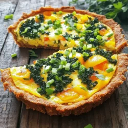 - 3 Tassen geriebene Hash Browns (gefroren oder frisch) - 1 Tasse geriebener Cheddar Käse - 1/2 Tasse geriebener Parmesan Käse Die Hauptzutaten sind entscheidend für den Geschmack der Quiche. Die Hash Browns bilden die knusprige Kruste und geben der Quiche eine tolle Textur. Cheddar Käse sorgt für einen herzhaften Geschmack, während Parmesan ein wenig Tiefe hinzufügt. - 4 große Eier - 1 Tasse Milch - 1 Tasse Grünkohl, gehackt Eier und Milch sind die Basis für die Füllung. Sie machen die Quiche cremig und lecker. Grünkohl bringt nicht nur Farbe, sondern auch Nährstoffe. Du kannst auch anderes Gemüse verwenden, wenn dir das besser gefällt. - Salz und Pfeffer nach Geschmack - Optional: Frische Kräuter zur Garnierung Gewürze machen einen großen Unterschied. Sie heben die Aromen der Quiche hervor. Frische Kräuter wie Schnittlauch oder Thymian geben der Quiche das letzte Finish. Sie sehen auch toll aus und machen das Gericht einladend. Für das gesamte Rezept, schau dir die [Full Recipe] an. Heizen Sie Ihren Ofen auf 200°C (400°F) vor. Dies hilft, die Quiche gleichmäßig zu garen. Ein vorgeheizter Ofen sorgt für die beste Textur. Mischen Sie in einer großen Schüssel: - 3 Tassen geriebene Hash Browns - 1/4 Tasse geschmolzene Butter - 1 Tasse geriebener Cheddar Käse - Salz und Pfeffer nach Geschmack Rühren Sie alles gut um. Drücken Sie dann die Mischung gleichmäßig in eine gefettete Quicheform. Achten Sie darauf, dass die Kruste am Boden und an den Seiten gut anliegt. Gießen Sie die Ei-Gemüse-Mischung in die gebackene Kruste. Achten Sie darauf, dass die Mischung gleichmäßig verteilt ist. Stellen Sie die Quiche zurück in den Ofen. Backen Sie sie für 25-30 Minuten. Die Oberseite sollte leicht goldbraun sein und die Eier fest. Für das vollständige Rezept, sehen Sie sich die [Full Recipe] an. Um eine knusprige und goldbraune Kruste zu erzielen, ist die richtige Technik wichtig. Zuerst sollten Sie die Hash Browns gut ausdrücken. So entfernen Sie überschüssige Feuchtigkeit. Eine trockene Mischung ergibt eine bessere Kruste. Mischen Sie die geriebenen Hash Browns mit geschmolzener Butter. Diese Kombination hilft, die Kruste beim Backen schön knusprig zu machen. Drücken Sie die Mischung fest in die Pie- oder Quicheform. Achten Sie darauf, dass die Kruste gleichmäßig verteilt ist. Backen Sie die Kruste zuerst, bevor Sie die Füllung hinzufügen. So wird sie nicht matschig. Sie können die Quiche ganz nach Ihrem Geschmack anpassen. Verwenden Sie verschiedene Gemüsearten, wie Zucchini oder Pilze. Diese geben der Quiche einen neuen Twist. Auch unterschiedliche Käsesorten sind möglich. Feta oder Gouda können den Geschmack wunderbar verändern. Für eine schärfere Note fügen Sie etwas Jalapeño hinzu. Sie können auch die Kräuter variieren. Thymian oder Rosmarin verleihen Ihrer Quiche ein frisches Aroma. Seien Sie kreativ und probieren Sie neue Kombinationen aus. Die Quiche schmeckt toll mit einem einfachen Beilagensalat. Ein frischer grüner Salat bringt Farbe auf den Tisch. Ein kleiner Klecks Sauerrahm oder Joghurt passt perfekt dazu. Auch ein Glas frischer Limonade oder ein spritziger Weißwein ergänzt die Aromen gut. Diese Kombination macht Ihr Essen noch leckerer. Denken Sie daran, die Quiche warm oder bei Raumtemperatur zu servieren. So bleibt sie saftig und frisch. Für detaillierte Zubereitungsschritte und weitere Tipps, schauen Sie sich das [Full Recipe] an. {{image_4}} Für eine vegetarische Quiche können Sie das Gemüse und den Käse leicht austauschen. Statt Grünkohl können Sie Spinat oder Zucchini verwenden. Diese Gemüse bringen frischen Geschmack. Statt Cheddar können Sie Feta oder Mozzarella nutzen. Diese Käsesorten verleihen der Quiche eine eigene Note. Wenn Sie möchten, fügen Sie auch etwas frische Petersilie oder Basilikum hinzu. Um eine glutenfreie Quiche zu machen, wählen Sie glutenfreie Hash Browns. Achten Sie darauf, dass die Zutaten, die Sie verwenden, auch glutenfrei sind. Viele Marken bieten glutenfreie Käseoptionen an. So können Sie ganz ohne Sorgen genießen. Ihre Gäste werden den Unterschied kaum merken, solange die Quiche frisch und gut gewürzt ist. Wenn Sie Allergien haben, gibt es einfache Alternativen. Für Eier können Sie einen Ei-Ersatz verwenden. Ein Mix aus Leinsamen und Wasser funktioniert gut. Statt Milch können Sie Mandel- oder Sojamilch nutzen. Diese pflanzlichen Alternativen sind nahrhaft und schmackhaft. Sie müssen nicht auf den Genuss verzichten. Passen Sie die Gewürze an, um den Geschmack zu verbessern. Wenn du Reste hast, lagere sie im Kühlschrank. Verwende einen luftdichten Behälter, um die Frische zu bewahren. Die Quiche bleibt so bis zu drei Tage gut. Lass sie vorher abkühlen, bevor du sie in den Behälter legst. Du kannst sie auch in Stücke schneiden, damit du sie leicht entnehmen kannst. Um die Quiche einzufrieren, lasse sie zuerst ganz abkühlen. Wickel sie dann in Frischhaltefolie und lege sie in einen Gefrierbeutel. So bleibt sie bis zu drei Monate frisch. Du kannst die Quiche auch in Portionen einfrieren. Das macht das Auftauen und Aufwärmen einfacher. Achte darauf, das Datum auf den Beutel zu schreiben. Um die Quiche aufzuwärmen, benutze den Ofen. Heize ihn auf 180°C (350°F) vor. Lege die Quiche auf ein Backblech und backe sie etwa 15-20 Minuten lang. So wird die Kruste wieder knusprig. Du kannst auch die Mikrowelle nutzen, aber achte darauf, dass die Quiche nicht matschig wird. Erwärme sie in kurzen Intervallen und überprüfe den Fortschritt. Die Quiche hält sich gut im Kühlschrank. Sie bleibt frisch für etwa drei Tage. Stellen Sie sicher, dass Sie sie in einem luftdichten Behälter aufbewahren. So bleibt der Geschmack erhalten. Wenn Sie die Quiche aufbewahren, können die Aromen sogar noch besser werden. Ja, Sie können die Quiche im Voraus zubereiten. Um Zeit zu sparen, machen Sie die Kruste und die Füllung am Vortag. Backen Sie die Quiche dann, wenn Sie bereit sind zu servieren. Lassen Sie die Quiche nach dem Backen kurz abkühlen. So lässt sie sich leichter schneiden. Diese Quiche lässt sich leicht anpassen. Für Vegetarier können Sie das Fleisch durch mehr Gemüse ersetzen. Für Glutenfreie können Sie glutenfreie Hash Browns verwenden. Auch bei Laktoseintoleranz können Sie laktosefreie Milch und Käse nutzen. So kann jeder diese leckere Quiche genießen. Die Quiche ist einfach und lecker. Wir haben die Hauptzutaten wie Hash Browns, Käse und Eier kombiniert. Dann haben wir Schritt für Schritt erklärt, wie man die Kruste und die Füllung zubereitet. Denken Sie an die Tipps für eine knusprige Kruste und die vielen Variationen. Ob vegetarisch oder glutenfrei, es gibt Optionen für jeden. Lagern Sie Reste richtig und genießen Sie sie später. Mit diesen Tipps wird Ihre Quiche immer gut gelingen. Guten Appetit!