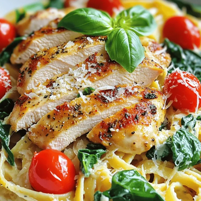 - 2 Hähnchenbrustfilets ohne Haut und Knochen - 225 g Fettuccine-Pasta - 240 ml Kirschtomaten, halbiert - 240 ml frische Spinatblätter Diese Zutaten sind die Basis für die Marry Me Chicken Pasta. Die Hähnchenbrust ist saftig und zart. Fettuccine-Pasta hat eine breite Form, die die Soße gut aufnimmt. Kirschtomaten bringen Süße und Frische. Frischer Spinat sorgt für gesunde Vitamine. - 3 Esslöffel Olivenöl - 2 Knoblauchzehen, fein gehackt - 1 Esslöffel italienische Gewürzmischung - Salz und Pfeffer nach Geschmack Die Gewürze machen das Gericht besonders. Olivenöl gibt Geschmack und hilft beim Braten. Knoblauch fügt ein tolles Aroma hinzu. Die italienische Gewürzmischung rundet alles ab. Salz und Pfeffer bringen die Aromen zum Vorschein. - 240 ml Schlagsahne - 50 g geriebener Parmesan - Frische Basilikumblätter zur Garnitur Schlagsahne macht die Soße cremig und lecker. Parmesan gibt einen herzhaften Geschmack. Frische Basilikumblätter sind die perfekte Garnitur. Sie sehen schön aus und bringen Frische in das Gericht. Für das vollständige Rezept schauen Sie bitte auf die [Full Recipe]. Um die Fettuccine perfekt zu kochen, fülle einen großen Topf mit Wasser. Füge eine großzügige Menge Salz hinzu, damit die Pasta Geschmack aufnimmt. Bringe das Wasser zum Kochen und füge die Fettuccine hinzu. Lasse die Pasta gemäß den Anweisungen auf der Verpackung garen. Normalerweise dauert es etwa 8-10 Minuten. Überprüfe die Pasta nach 8 Minuten. Sie sollte al dente sein, also schön bissfest. Gieße die Pasta ab und stelle sie beiseite. Nimm die Hähnchenbrustfilets und würze sie gut. Verwende eine italienische Gewürzmischung, Salz und Pfeffer. Diese Gewürze bringen viel Geschmack. Erhitze in einer großen Pfanne 2 Esslöffel Olivenöl bei mittlerer Hitze. Lege die gewürzten Hähnchenbrustfilets in die Pfanne. Brate sie etwa 5-7 Minuten auf jeder Seite, bis sie goldbraun sind. Achte darauf, dass sie vollständig durchgegart sind. Nimm sie dann aus der Pfanne und lasse sie kurz ruhen. Danach kannst du sie in Scheiben schneiden. In der gleichen Pfanne, in der du das Hähnchen gebraten hast, fügst du 1 Esslöffel Olivenöl hinzu. Gib die gehackten Knoblauchzehen dazu und brate sie kurz an. Nach etwa 30 Sekunden kommen die halbierten Kirschtomaten und frischen Spinat dazu. Koche alles, bis der Spinat verwelkt ist. Dann gieße die Schlagsahne hinzu und bringe sie sanft zum Köcheln. Rühre den geriebenen Parmesan nach und nach ein, bis die Soße cremig wird. Jetzt kannst du die abgetropfte Fettuccine in die Soße geben. Mische alles gut durch, bis die Pasta gleichmäßig bedeckt ist. Serviere die Pasta mit den Hähnchenstücken oben drauf. Garniere sie mit frischen Basilikumblättern. Das gibt einen tollen Geschmack! Du findest das vollständige Rezept unter Full Recipe. Um Fettuccine perfekt zu kochen, nutzen Sie einen großen Topf. Fügen Sie viel Wasser hinzu und bringen Sie es zum Kochen. Fügen Sie dann Salz hinzu. Das Salz gibt der Pasta Geschmack. Kochen Sie die Fettuccine nach den Anweisungen auf der Verpackung. Sie sollten al dente sein, also bissfest. Damit die Pasta nicht überkocht, rühren Sie sie während des Kochens gelegentlich um. So bleiben die Nudeln getrennt und gleichmäßig gar. Für saftiges Hähnchen ist die Temperatur wichtig. Erhitzen Sie Ihre Pfanne mit Olivenöl auf mittlerer Hitze. Warten Sie, bis das Öl heiß ist, bevor Sie das Hähnchen hinzufügen. Braten Sie es etwa 5 bis 7 Minuten auf jeder Seite an. So wird es goldbraun und bleibt saftig. Lassen Sie das Hähnchen nach dem Braten einige Minuten ruhen. So bleibt der Saft im Fleisch. Um die Soße zu verbessern, nutzen Sie frische Zutaten. Frischer Knoblauch und Kirschtomaten bringen viel Geschmack. Fügen Sie die Sahne langsam hinzu, um die Soße nicht zu überhitzen. Rühren Sie den Parmesan nach und nach ein, bis er schmilzt. So wird die Soße cremig und lecker. Experimentieren Sie mit Kräutern oder Gewürzen, um neue Aromen zu entdecken. {{image_4}} Wenn du kein Hähnchen magst oder einfach Gemüse bevorzugst, gibt es tolle Alternativen. Du kannst Tofu oder Tempeh anstelle von Hähnchen verwenden. Diese Optionen nehmen die Aromen der Soße gut auf. Du kannst auch Pilze, Zucchini oder Auberginen hinzufügen. Diese Gemüsesorten bringen viel Geschmack. Sie machen das Gericht bunt und gesund. Fettuccine ist klassisch, aber du kannst auch andere Nudeln ausprobieren. Spaghetti oder Penne sind leckere Alternativen. Wenn du glutenfrei essen möchtest, benutze glutenfreie Pasta. Sie sind in vielen Geschäften erhältlich und schmecken gut. So kannst du jeden Geschmack bedienen. Um das Gericht noch interessanter zu machen, kannst du mit Gewürzen experimentieren. Füge etwas rote Paprika für Schärfe hinzu oder frische Kräuter wie Thymian oder Oregano. Diese Gewürze bringen mehr Tiefe in die Soße. Auch beim Käse gibt es Spielraum. Probiere Mozzarella oder einen anderen Hartkäse. Sie verleihen der Soße eine schöne Cremigkeit. Kühlschranklagerung und Haltbarkeit Du kannst Marry Me Chicken Pasta leicht im Kühlschrank aufbewahren. Stelle sicher, dass das Gericht in einem luftdichten Behälter ist. So bleibt die Pasta frisch. Im Kühlschrank hält sie bis zu drei Tage. Achte darauf, die Reste schnell zu kühlen, um die Frische zu bewahren. Tiefkühloptionen Wenn du das Gericht länger aufbewahren möchtest, kannst du es einfrieren. Teile die Pasta in Portionen auf und lege sie in Gefrierbeutel. Drücke die Luft heraus, um Gefrierbrand zu vermeiden. Marry Me Chicken Pasta bleibt bis zu drei Monate im Gefrierfach gut. Beste Methoden zum Aufwärmen Um die Pasta aufzuwärmen, kannst du die Mikrowelle oder den Herd verwenden. Bei der Mikrowelle, stelle die Pasta in eine Schüssel und füge etwas Wasser hinzu. Decke die Schüssel ab und erwärme sie in Intervallen von 30 Sekunden. Für den Herd, erhitze die Pasta in einer Pfanne bei niedriger Hitze. Rühre oft um. Verhindern von Austrocknung Um Austrocknung zu vermeiden, füge beim Aufwärmen etwas Sahne oder Brühe hinzu. Das hilft, die Soße cremig und lecker zu halten. Achte darauf, die Pasta nicht zu lange zu erhitzen, damit sie nicht matschig wird. Die Zubereitung ist schnell und einfach. Sie benötigen etwa 15 Minuten für die Vorbereitung. Die Kochzeit beträgt weitere 15 Minuten. In nur 30 Minuten haben Sie ein köstliches Gericht auf dem Tisch. Ja, Sie können die Pasta im Voraus zubereiten. Kochen Sie die Fettuccine und lassen Sie sie abkühlen. Lagern Sie die Nudeln in einem luftdichten Behälter im Kühlschrank. Wenn Sie bereit sind, erwärmen Sie die Pasta in der Soße. Ja, Sie können glutenfreie Pasta verwenden. Viele Marken bieten leckere glutenfreie Optionen. Achten Sie auf die Kochzeit, da sie von normaler Pasta abweichen kann. Absolut! Sie können das Hähnchen durch Tofu ersetzen, um es vegetarisch zu machen. Fügen Sie auch verschiedene Gemüsesorten wie Zucchini oder Brokkoli hinzu. Experimentieren Sie mit weiteren Gewürzen, um neue Aromen zu entdecken. Das vollständige Rezept finden Sie unter Full Recipe. Dort erhalten Sie alle Details zur Zubereitung von Marry Me Chicken Pasta. Das Gericht Marry Me Chicken Pasta kombiniert einfache Zutaten wie Hähnchen, Fettuccine und frisches Gemüse. Sie lernen, die Pasta perfekt zu kochen und das Hähnchen saftig zu braten. Ergänzen Sie mit frischer Soße und Parmesan für den besten Geschmack. Variationen bieten Flexibilität bei den Zutaten. Beachten Sie Tipps zur Lagerung und Aufwärmung, um das Gericht frisch zu halten. Mit diesen Schritten gelingt Ihnen ein köstliches Gericht, das sicher imponiert. Nutzen Sie die verschiedenen Optionen, um es ganz nach Ihrem Geschmack zu gestalten.