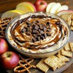 Twix Dip köstlich und einfach zubereiten 3 - 1 Tasse cremige Erdnussbutter - 1 Tasse weicher Frischkäse - 1/2 Tasse Puderzucker - 2 Teelöffel Vanilleextrakt - 1/4 Tasse Schokoladensirup - 1/4 Tasse Karamellsauce - Apfelscheiben - Brezeln - Graham-Cracker Ich liebe es, diesen Twix Dip zu machen. Die Hauptzutaten sind einfach und lecker. Die Erdnussbutter bringt einen tollen Geschmack. Der Frischkäse macht den Dip schön cremig. Der Puderzucker fügt die perfekte Süße hinzu. Für den extra Kick verwende ich Vanilleextrakt. Das gibt dem Dip einen tollen Duft und Geschmack. Schokoladensirup und Karamellsauce sind die Geheimzutaten. Sie machen es besonders lecker und süß. Das Beste an diesem Dip ist, dass du ihn mit vielen Dipp-Gemüsen genießen kannst. Apfelscheiben sind frisch und knackig. Brezeln geben einen tollen Crunch. Graham-Cracker sind süß und passen perfekt. Du kannst deine Lieblingsdips wählen. Für das vollständige Rezept schaue dir die vollständige Rezeptbeschreibung an. Es ist einfach und macht Spaß, diesen Dip zu machen. Zuerst musst du die Erdnussbutter und den Frischkäse in einer großen Schüssel kombinieren. Das ist einfach! Nimm den elektrischen Mixer und rühre die Mischung auf niedriger Stufe. Mische, bis alles glatt und flauschig ist. Dann füge nach und nach den Puderzucker und den Vanilleextrakt hinzu. Mixe weiter, bis die Mischung gut vermischt ist. Jetzt kommt der spannende Teil! Lass den Schokoladensirup und die Karamellsauce langsam einfließen. Rühre weiter, bis die Mischung ganz glatt ist. Achte darauf, dass alles gut vermischt ist. Schließlich hebst du vorsichtig die zerdrückten Twix-Riegel unter. Das gibt dem Dip den besonderen Crunch. Um den Dip zu servieren, fülle ihn in eine schöne Servierschüssel. Du kannst dann etwas zusätzlichen Schokoladensirup und Karamellsauce obenauf geben. Das sieht toll aus! Serviere den Dip sofort mit verschiedenen Dipp-Gemüsen wie Apfelscheiben, Brezeln oder Graham-Crackern. So wird jeder Bissen ein Genuss! Um die beste Konsistenz für deinen Twix Dip zu erreichen, achte auf das richtige Verhältnis von Erdnussbutter und Frischkäse. Ich empfehle, gleich viel von beiden zu verwenden. So wird der Dip schön cremig. Verwende außerdem Zutaten, die Zimmertemperatur haben. Das macht das Mischen einfacher und sorgt für eine glatte Textur. Dein Dip schmeckt großartig mit verschiedenen Dipp-Gemüsen. Ich mag Apfelscheiben, Brezeln und Graham-Cracker. Diese bringe ich oft zu Feiern mit. Bei der Präsentation kannst du kreativ sein. Serviere den Dip in einer flachen Schüssel. Um ihn herum kannst du die Dipp-Gemüse anrichten. Ein paar zerdrückte Twix-Riegel obenauf geben dem Dip einen netten Crunch. Ein häufiger Fehler ist, die Zutaten zu übermixen. Mische nur so lange, bis alles gut vermischt ist. Das sorgt für die richtige Konsistenz. Ein weiterer Fehler ist die Zugabe von zu viel Karamellsauce. Halte dich an die Menge in der Full Recipe. So bleibt der Geschmack ausgewogen und der Dip wird nicht zu süß. {{image_4}} Es gibt viele Wege, Twix Dip zu variieren. So bleibt der Dip spannend und lecker. - Low-Fat Frischkäse verwenden: Das macht den Dip leichter. Der Geschmack bleibt toll. - Süßstoffe statt Puderzucker: Wenn du den Zuckergehalt senken willst, nimm Süßstoffe. Sie sind eine gute Wahl. - Hinzufügen von Nüssen oder Schokoladensplittern: Walnüsse oder Mandeln bringen einen tollen Crunch. Schokoladensplitter machen den Dip noch schokoladiger. - Anpassen von Aromen mit Zimt oder Kakao: Zimt gibt dem Dip eine warme Note. Kakao verstärkt den Schokoladengeschmack. - Kürbisaroma im Herbst: Füge Kürbispüree und Gewürze hinzu. So passt der Dip perfekt zur Saison. - Erdbeer-Dip im Frühling: Die Früchte geben eine frische Note. Erdbeeren machen den Dip fruchtig und süß. Mit diesen Variationen kannst du den Twix Dip immer wieder neu entdecken! Für die perfekte Basis kannst du das Full Recipe nutzen. - Wie lange ist der Dip haltbar? Twix Dip bleibt im Kühlschrank bis zu fünf Tage frisch. Achte darauf, ihn gut abzudecken. - Optimale Behälterwahl Verwende einen luftdichten Behälter. So bleibt der Dip lange lecker und aromatisch. - Richtiges Auftauen des Dips Lasse den Dip über Nacht im Kühlschrank auftauen. So erhält er die beste Konsistenz. - Tipps zum Wiedererwärmen, wenn nötig Wenn du den Dip warm genießen möchtest, erwärme ihn langsam. Nutze die Mikrowelle in kurzen Intervallen. - Kann man die Zutaten vorab vorbereiten? Ja, du kannst die Zutaten vorher mischen und im Kühlschrank lagern. Das spart Zeit. - Tipps zur mühelosen Zubereitung bei Partys Bereite den Dip am Morgen der Party vor. So hast du mehr Zeit für deine Gäste. Um Twix Dip vegan zu machen, tausche tierische Produkte aus. Verwende vegane Erdnussbutter und veganen Frischkäse. Diese Alternativen gibt es in vielen Supermärkten. Achte darauf, dass der Schokoladensirup und die Karamellsauce auch vegan sind. So bleibt der Geschmack lecker und die Konsistenz cremig. Ja, du kannst Twix Dip im Voraus zubereiten. Bereite ihn einfach einen Tag vorher vor. Lagere ihn in einem luftdichten Behälter im Kühlschrank. So bleibt er frisch und lecker. Vor dem Servieren rühre ihn kurz um, um die Konsistenz zu verbessern. Die besten Zutaten findest du in lokalen Supermärkten oder Bioläden. Große Ketten haben oft viele Optionen. Auch Online-Shops bieten eine große Auswahl an. Achte auf frische Erdnussbutter und hochwertigen Frischkäse. Ja, Twix Dip kann glutenfrei sein. Achte darauf, glutenfreie Dipp-Gemüse zu verwenden. Apfelscheiben und Gemüse sind immer sicher. Prüfe auch die Zutatenlisten von Schokoladensirup und Karamellsauce. So kannst du sicherstellen, dass dein Dip glutenfrei ist. In diesem Artikel haben wir die Hauptzutaten für Twix Dip besprochen, dazu gehören Erdnussbutter, Frischkäse, und Puderzucker. Ich habe dir Schritt-für-Schritt-Anleitungen zur Zubereitung gegeben sowie einige Tipps, um Fehler zu vermeiden. Denk daran, die Zutaten richtig zu kombinieren und auf die Konsistenz zu achten. Variationen wie gesündere Alternativen oder saisonale Geschmäcker machen deinen Dip einzigartig. Halte ihn im Kühlschrank frisch und genieße ihn mit verschiedenen Dipp-Gemüsen. Probiere es aus, und entdecke deinen neuen Lieblingssnack!