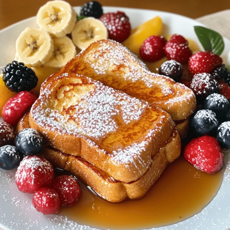 Für den besten französischen Toast brauchst du: - 4 Scheiben dickes Brioche- oder Challah-Brot - 2 große Eier - 120 ml Milch (oder Mandelmilch für eine milchfreie Version) - 1 Teelöffel Vanilleextrakt - 1 Teelöffel gemahlener Zimt - 1 Esslöffel Zucker (optional) - 1 Esslöffel Butter (für das Braten) - Ahornsirup (zum Servieren) - Frisches Obst (z. B. Beeren oder Bananenscheiben, zum Garnieren) - Puderzucker (zum Bestäuben, optional) Falls du spezielle Diäten hast, gibt es viele Alternativen. Nutze glutenfreies Brot, wenn du Gluten meidest. Für vegane Optionen ersetze die Eier mit einer Mischung aus Leinsamen und Wasser oder einer Banane. Mandelmilch kann die Kuhmilch ersetzen. Zucker kann durch Honig oder Agavendicksaft ersetzt werden. Diese Anpassungen sorgen dafür, dass jeder deinen französischen Toast genießen kann. Die Wahl des Brotes ist entscheidend für einen tollen französischen Toast. Dickes, weiches Brot wie Brioche oder Challah sorgt für eine gute Textur. Diese Brote saugen die Eiermischung gut auf und bleiben fluffig. Du kannst auch Sauerteigbrot oder französisches Baguette verwenden, wenn du eine andere Note magst. Achte darauf, dass das Brot frisch ist, aber auch ein paar Tage alt sein kann. So wird der Toast noch besser, weil altes Brot die Flüssigkeit besser aufnimmt. Zuerst nehmen Sie eine mittelgroße Schüssel. Schlagen Sie die zwei großen Eier hinein. Fügen Sie 120 ml Milch und einen Teelöffel Vanilleextrakt hinzu. Geben Sie dann einen Teelöffel gemahlenen Zimt dazu. Wenn Sie es süßer mögen, fügen Sie einen Esslöffel Zucker hinzu. Rühren Sie alles gut um, bis die Mischung leicht schaumig ist. Diese Mischung gibt dem Toast seinen tollen Geschmack. Jetzt ist es Zeit zu braten! Erhitzen Sie eine Pfanne auf mittlerer Stufe. Geben Sie einen Esslöffel Butter hinein. Lassen Sie die Butter schmelzen und gleichmäßig verteilen. Nehmen Sie die Brotscheiben und tauchen Sie jede in die Eiermischung. Achten Sie darauf, dass beide Seiten gut bedeckt sind. Lassen Sie überschüssige Flüssigkeit abtropfen. Legen Sie die Brotscheiben in die heiße Pfanne. Braten Sie sie für etwa 3-4 Minuten pro Seite. Der Toast sollte goldbraun und leicht knusprig sein. Sobald der Toast fertig ist, legen Sie ihn auf einen Teller. Servieren Sie ihn warm. Ein großzügiger Schuss Ahornsirup macht ihn noch besser. Sie können frisches Obst wie Beeren oder Bananenscheiben hinzufügen. Wenn Sie möchten, bestäuben Sie ihn mit Puderzucker. Diese Garnierungen machen den französischen Toast besonders lecker. Für das vollständige Rezept schauen Sie sich das Himmlischer Zimt-Vanille-Französischer Toast Rezept an. Ein häufiger Fehler ist, die Brotscheiben nicht lange genug in der Eiermischung zu lassen. Das Brot sollte gut durchtränkt sein. Wenn du zu schnell wendest, wird der Toast nicht richtig goldbraun. Achte darauf, die Pfanne nicht zu überhitzen. Zu hohe Hitze kann den Toast außen verbrennen und innen roh lassen. Um fluffigen Toast zu machen, verwende dicke Brotscheiben, wie Brioche oder Challah. Diese Brote nehmen viel Flüssigkeit auf. Eine Prise Salz in der Eiermischung kann die Aromen verstärken. Lass die Mischung nach dem Rühren einige Minuten ruhen. So verbinden sich die Zutaten besser. Die Wahl der Pfanne ist wichtig. Eine beschichtete Pfanne hilft, das Ankleben zu verhindern. Eine Gusseisenpfanne speichert die Wärme gut. Stelle sicher, dass die Pfanne gleichmäßig heiß ist, bevor du das Brot hinzufügst. Dies sorgt für eine schöne Kruste. Das sind meine besten Tipps für den perfekten französischen Toast. Wenn du diese Hinweise beachtest, wird dein Gericht immer köstlich! Für das vollständige Rezept, schaue dir die Details in der vorherigen Sektion an. {{image_4}} Um eine vegane Version des französischen Toasts zu machen, ersetze die Eier und Milch. Nutze einfach zwei Esslöffel Leinsamen und 120 ml Wasser. Mische sie gut und lasse sie einige Minuten ruhen. Für die Milch wähle Mandelmilch oder Hafermilch. Diese Alternativen geben dir eine tolle Konsistenz und einen leckeren Geschmack. Du kannst das Rezept auch mit einem pflanzlichen Butterersatz zubereiten. Die Toppings machen den Toast besonders lecker. Für süße Ideen probiere frische Beeren, Bananenscheiben oder warmen Ahornsirup. Ein Hauch von Puderzucker obendrauf sieht schön aus und schmeckt gut. Für herzhafte Varianten kannst du Avocado, Rührei oder gebratene Pilze nutzen. Eine Prise Pfeffer oder Chili gibt dem Gericht einen tollen Kick. Der französische Toast hat viele Gesichter in der Welt. In Spanien findest du „Torrijas“, die mit Rotwein und Zimt gemacht werden. In Brasilien gibt es „Rabanada“, oft mit Zucker und Zimt bestreut. In Japan ist „Shokupan“ sehr beliebt, das ist ein weiches, süßes Brot, das in Ei getaucht wird. Jede Version hat ihren eigenen Charme und Geschmack. Probiere sie aus und entdecke neue Lieblingsvarianten! Du hast etwas französischen Toast übrig? Kein Problem! Lass ihn zuerst auf Raumtemperatur abkühlen. Danach kannst du ihn in einem luftdichten Behälter aufbewahren. So bleibt er frisch. Stelle sicher, dass der Behälter gut verschlossen ist. Um den besten Geschmack zu erhalten, esse die Reste innerhalb von zwei Tagen. Wenn du deinen französischen Toast wieder aufwärmen willst, gibt es ein paar einfache Wege. Du kannst ihn in der Mikrowelle aufwärmen, aber die Textur wird nicht so gut sein. Besser ist, ihn in einer Pfanne bei mittlerer Hitze zu braten. So wird er knusprig und lecker. Du kannst auch den Toaster verwenden, um ihn wieder warm und knusprig zu machen. Im Kühlschrank bleibt dein französischer Toast bis zu zwei Tage frisch. Wenn du ihn länger aufbewahren willst, friere ihn ein. Wickel jede Scheibe in Frischhaltefolie und lege sie in einen Gefrierbeutel. So bleibt er bis zu drei Monate haltbar. Um ihn zu genießen, tau ihn einfach über Nacht im Kühlschrank auf, bevor du ihn aufwärmst. So bleibt der Geschmack toll. Um den französischen Toast aromatischer zu machen, füge mehr Gewürze hinzu. Du kannst Muskatnuss oder eine Prise Salz verwenden. Auch ein Schuss Likör, wie Amaretto oder Rum, bringt tollen Geschmack. Denk an frische Kräuter wie Thymian oder Rosmarin für eine besondere Note. Experimentiere mit verschiedenen Aromen, um deinen perfekten Toast zu finden. Die beste Brotsorte für französischen Toast ist dickes Brioche oder Challah-Brot. Diese Brote sind weich und nehmen die Ei-Mischung gut auf. Sie geben dem Toast eine tolle Textur und einen feinen Geschmack. Du kannst auch Sauerteig oder eine feste Weißbrotsorte verwenden. Achte darauf, dass das Brot frisch ist oder ein paar Tage alt, damit es die Flüssigkeit gut aufnimmt. Ja, du kannst den französischen Toast im Voraus zubereiten. Bereite die Eiermischung vor und tauche das Brot ein. Lege die Brotscheiben dann in eine Auflaufform. Decke die Form ab und stelle sie in den Kühlschrank. So kannst du die Brotscheiben über Nacht ziehen lassen. Am nächsten Morgen brate sie einfach in der Pfanne. Dies spart Zeit und macht das Frühstück noch einfacher. Zusammenfassend haben wir die besten Zutaten und Tipps für französischen Toast durchgesehene. Ich hoffe, die Schritt-für-Schritt-Anleitung hilft dir, perfekte Scheiben zuzubereiten. Denk an die häufigsten Fehler, um fluffigen Toast zu genießen. Außerdem gibt es viele leckere Varianten und Aufbewahrungstipps. Probiere verschiedene Brotsorten aus und finde deinen Favoriten! Mit diesen Ratschlägen wirst du deinen französischen Toast lieben und genießen. Viel Spaß beim Ausprobieren!