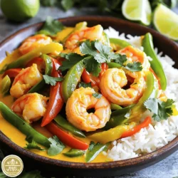 Für Kokos-Curry-Garnelen brauchen Sie frische Zutaten. Hier sind die Hauptzutaten: - 450 g große Garnelen, geschält und entdarmt - 1 Dose (400 ml) Kokosmilch - 2 Esslöffel rote Currypaste - 1 Esslöffel Olivenöl - 1 Zwiebel, fein gehackt - 3 Knoblauchzehen, gehackt - 2-3 cm frischer Ingwer, gerieben - 1 Paprika (rot oder gelb), in Streifen geschnitten - 150 g Zuckerschoten - 1 Esslöffel Fischsauce (optional) - 1 Esslöffel Limettensaft - Frischer Koriander zum Garnieren - Salz und Pfeffer nach Geschmack - Gekochter Jasminreis, zum Servieren Diese Zutaten sind leicht zu finden. Sie sorgen für einen vollen und reichen Geschmack. Die Gewürze machen das Gericht besonders. Rote Currypaste bringt Würze und Tiefe. Der Ingwer gibt Frische und einen leichten Kick. Die Fischsauce, wenn Sie sie verwenden, fügt einen salzigen Umami-Geschmack hinzu. Limettensaft sorgt für einen frischen, sauren Kontrast. Diese Aromen vereinen sich in einer köstlichen Sauce, die die Garnelen perfekt umhüllt. Jasminreis ist die beste Wahl für dieses Gericht. Er nimmt die Sauce gut auf und ergänzt die Aromen. Sie können auch frisches Gemüse oder einen einfachen Salat dazu servieren. Beides bringt einen knackigen Biss und frische. Koriander als Garnitur gibt zusätzliches Aroma und Farbe. Diese Kombination macht das Essen zu einem Fest für die Sinne. Für die gesamte Zubereitung und mehr Details schauen Sie sich das [Full Recipe]. Beginne mit dem Erhitzen von 1 Esslöffel Olivenöl in einer großen Pfanne bei mittlerer Hitze. Füge 1 fein gehackte Zwiebel hinzu und brate sie für 3-4 Minuten an. Die Zwiebel sollte weich und leicht transparent werden. Das sorgt für einen tollen Geschmack. Rühre 3 gehackte Knoblauchzehen und 2-3 cm geriebenen Ingwer ein. Brate diese Mischung 1-2 Minuten, bis sie duftet. Nun kommt der spannende Teil: Gib 2 Esslöffel rote Currypaste in die Pfanne. Koche die Paste für etwa 2 Minuten. So vermischst du sie gut mit der Zwiebel und schaffst eine tolle Basis. Jetzt ist es Zeit für die Farben! Gieße 1 Dose (400 ml) Kokosmilch in die Pfanne. Rühre kräftig um, damit die Sauce glatt wird. Lass die Mischung sanft köcheln. Füge nun 1 Paprika, in Streifen geschnitten, und 150 g Zuckerschoten hinzu. Koche das Gemüse für 3-5 Minuten, bis es leicht zart ist. Die Farben werden lebendig! Jetzt kommen die 450 g großen Garnelen, geschält und entdarmt, in die Pfanne. Koche sie für 3-4 Minuten, bis sie rosa und opak sind. Achte darauf, dass sie nicht zu lange kochen. Würze das Curry nach Geschmack. Du kannst 1 Esslöffel Fischsauce und 1 Esslöffel Limettensaft hinzufügen. Rühre gut um, damit sich die Aromen verbinden. Nimm die Pfanne vom Herd und lass die Aromen für ein paar Minuten verschmelzen. Serviere die Kokos-Curry-Garnelen über gekochtem Jasminreis. Garniere das Gericht mit frischem Koriander und Limettenscheiben. Diese einfache und schmackhafte Speise wird alle begeistern! Für die vollständige Anleitung, schau dir das [Full Recipe] an. Um perfekte Garnelen zu erhalten, achte auf die Frische. Kaufe große, schöne Garnelen, die fest und glänzend sind. Achte darauf, dass sie nicht zu lange gekocht werden. Das macht sie zäh. In etwa 3-4 Minuten sind sie fertig, wenn sie rosa und opak sind. Wenn du die Schale lässt, bleibt der Geschmack intensiver. Es gibt viele Arten von Currypaste. Rote Currypaste ist scharf und hat einen tollen Geschmack. Du kannst auch grüne oder gelbe Currypaste verwenden. Jede Sorte hat ihren eigenen Charakter. Probiere verschiedene Versionen aus. Du kannst auch die Menge anpassen, je nachdem, wie stark du es magst. Die Schärfe ist wichtig für den Geschmack. Du kannst die Schärfe einfach anpassen. Wenn du es mild magst, nimm weniger Currypaste. Wenn du es schärfer willst, füge mehr hinzu. Auch frische Chili oder Chiliflocken sind gute Optionen. Achte darauf, die Schärfe langsam zu steigern, damit du den Geschmack nicht überdeckst. Für mehr Details zu diesem Rezept, schau dir die [Full Recipe] an. {{image_4}} Wenn Sie eine vegetarische Option suchen, ersetzen Sie einfach die Garnelen. Tofu ist eine großartige Wahl. Wählen Sie festen Tofu und schneiden Sie ihn in Würfel. Braten Sie ihn in der Pfanne, bis er goldbraun ist. Fügen Sie ihn nach dem Gemüse hinzu. Sie können auch Kichererbsen verwenden. Sie bringen Protein und eine angenehme Textur. Neben Garnelen können Sie auch Hähnchen oder Fisch verwenden. Hähnchenbrust passt gut, wenn Sie sie in kleine Stücke schneiden. Kochen Sie sie, bis sie durch sind, bevor Sie die Kokosmilch hinzufügen. Für Fisch empfehlen sich Sorten wie Lachs oder Kabeljau. Achten Sie darauf, den Fisch nicht zu lange zu garen. Er sollte zart und saftig bleiben. Um das Gericht aufzupeppen, denken Sie an zusätzliche Gewürze. Limettenblätter geben frische Noten. Ein Schuss Sojasauce kann Tiefe hinzufügen. Für eine süßere Note probieren Sie etwas Ananas oder Mango. Diese Früchte passen gut zur Kokosmilch. Sie bringen eine schöne Balance zwischen süß und herzhaft. Nutzen Sie frische Kräuter wie Basilikum oder Minze für mehr Aroma. Wenn du Kokos-Curry-Garnelen zubereitet hast, sind Reste meist kein Problem. Du kannst die Reste einfach in einen luftdichten Behälter geben. Stelle sicher, dass sie gut abgekühlt sind, bevor du sie verstaut. So bleiben die Aromen frisch. Die Reste halten sich im Kühlschrank etwa 2 bis 3 Tage. Wenn du mehr Reste hast oder das Gericht im Voraus zubereiten möchtest, friere die Garnelen ein. Fülle sie in einen gefrierfreundlichen Behälter oder einen Gefrierbeutel. Entferne so viel Luft wie möglich, um Gefrierbrand zu vermeiden. Die Garnelen bleiben bis zu 2 Monate im Gefrierfach haltbar. Du kannst sie direkt aus dem Gefrierfach in eine Pfanne geben. Um die Reste aufzuwärmen, benutze eine Pfanne. Erhitze sie bei mittlerer Hitze und füge ein wenig Wasser oder Kokosmilch hinzu. So bleibt das Gericht saftig und lecker. Rühre die Garnelen vorsichtig um, bis sie gleichmäßig warm sind. Achte darauf, sie nicht zu überkochen, damit sie zart bleiben. Die Zubereitung der Kokos-Curry-Garnelen dauert insgesamt etwa 25 Minuten. Davon benötigen Sie 10 Minuten für die Vorbereitung und 15 Minuten für das Kochen. In dieser kurzen Zeit können Sie ein köstliches Gericht zaubern, das Ihre Familie begeistern wird. Die schnelle Zubereitung macht dieses Rezept perfekt für ein schnelles Abendessen. Ja, Sie können die Curry-Paste selbst machen. Dazu benötigen Sie einige frische Zutaten. Mischen Sie rote Chilischoten, Knoblauch, Ingwer, Zitronengras und Gewürze wie Koriander und Kreuzkümmel. Zerkleinern Sie alles in einem Mixer zu einer feinen Paste. Die selbstgemachte Paste bringt frische Aromen in Ihr Gericht. Sie können die Schärfe anpassen und so eine eigene Note kreieren. Zu Kokos-Curry-Garnelen passen viele Beilagen gut. Hier sind einige meiner Favoriten: - Gekochter Jasminreis - Quinoa - Naan-Brot - Gebratene Gemüse - Salat mit frischen Kräutern Diese Beilagen ergänzen die Aromen des Currys perfekt. Sie bieten eine schöne Abwechslung und machen das Essen noch schmackhafter. Probieren Sie verschiedene Kombinationen aus, um Ihr perfektes Gericht zu finden. Kokos-Curry-Garnelen sind einfach zuzubereiten und bieten viele Möglichkeiten. Wir haben die Hauptzutaten, Gewürze und passende Beilagen besprochen. Die Schritt-für-Schritt-Anleitung zeigt, wie du das Gericht perfekt zauberst. Tipps helfen dir, perfekte Garnelen zuzubereiten. Variationen bieten Optionen für Vegetarier und mehr Aromen. Schließlich erfährst du, wie du Reste richtig lagerst. Probiere es aus und kreiere dein eigenes Curry!